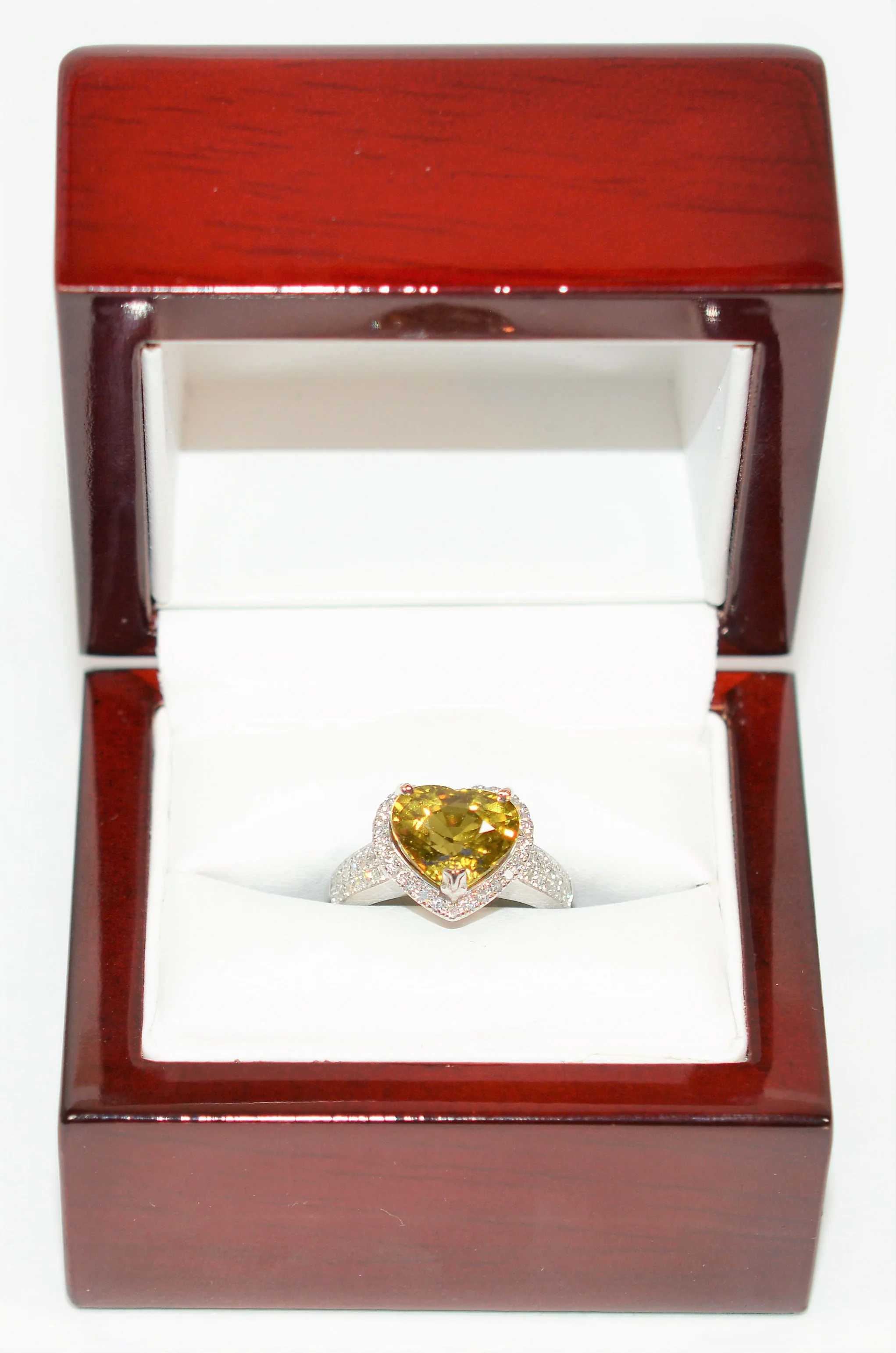 GIA Certified Natural Grossular Andradite Mali Garnet & Diamond Ring 14K Solid White Gold 3.84tcw Heart Ring Garnet Ring Cocktail Ring Anniversary Ring - Image 13