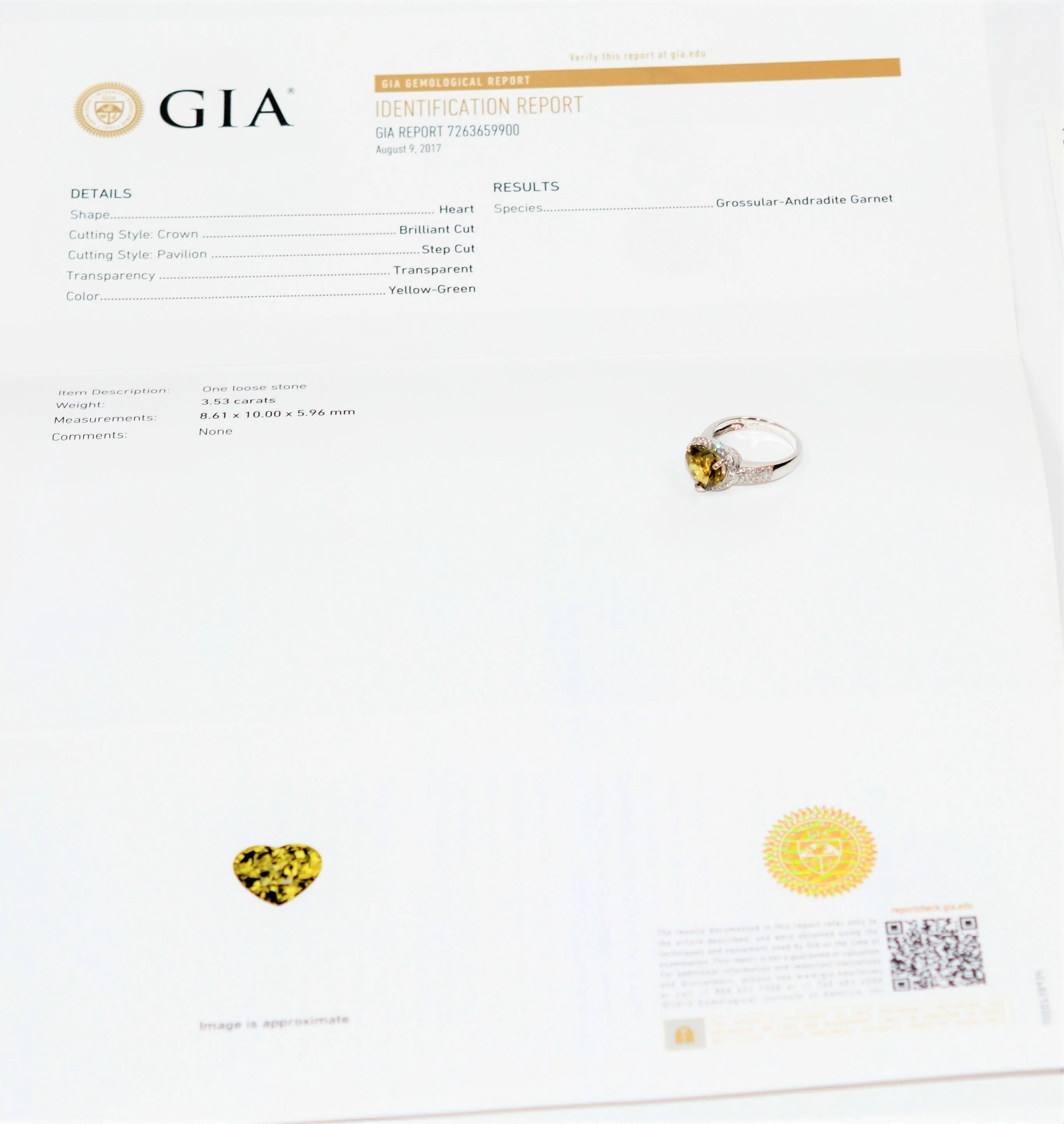 GIA Certified Natural Grossular Andradite Mali Garnet & Diamond Ring 14K Solid White Gold 3.84tcw Heart Ring Garnet Ring Cocktail Ring Anniversary Ring - Image 2