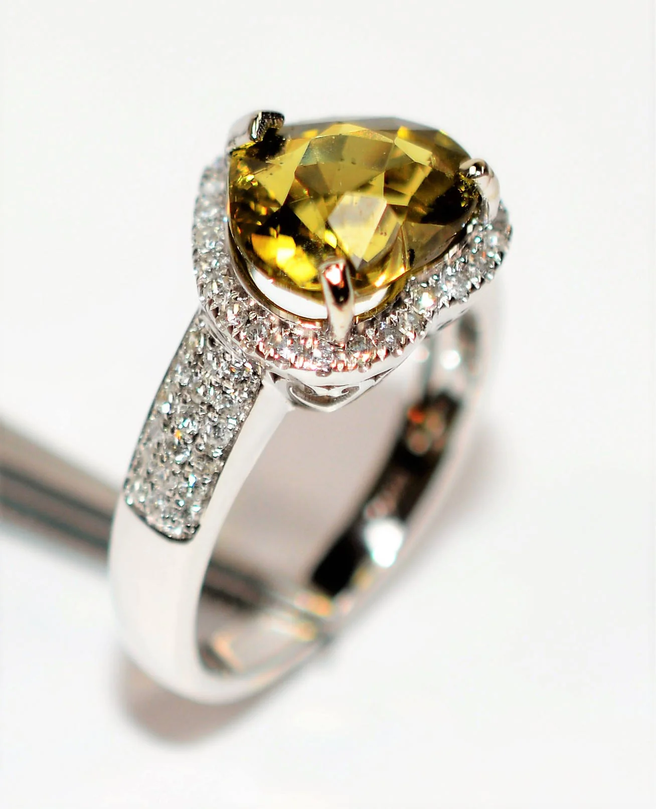 GIA Certified Natural Grossular Andradite Mali Garnet & Diamond Ring 14K Solid White Gold 3.84tcw Heart Ring Garnet Ring Cocktail Ring Anniversary Ring - Image 5