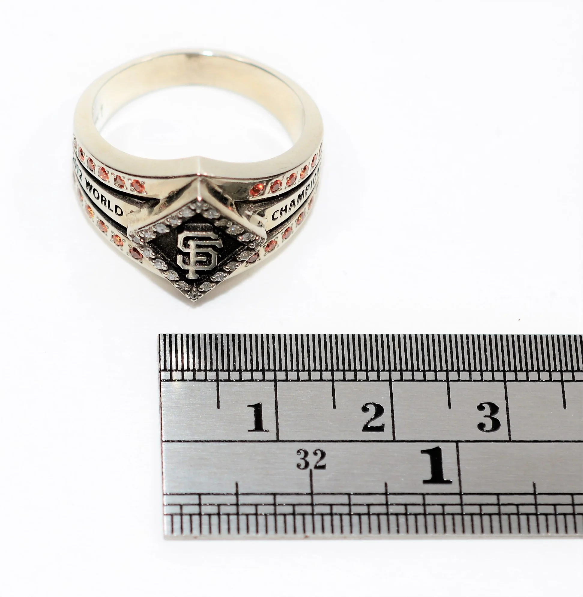 Natural Citrine & Diamond Ring 10K Solid White Gold .34tcw San Francisco World Champion Ring Sports Ring Baseball Ring Men's Ring - Image 11