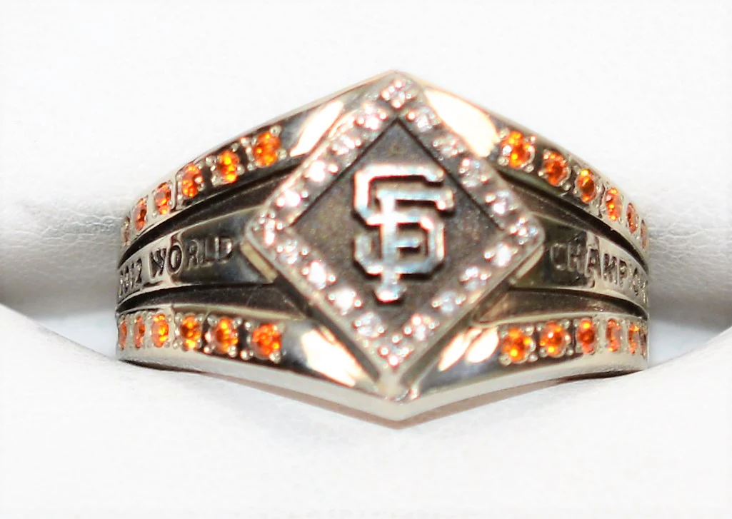 Natural Citrine & Diamond Ring 10K Solid White Gold .34tcw San Francisco World Champion Ring Sports Ring Baseball Ring Men's Ring - Image 5
