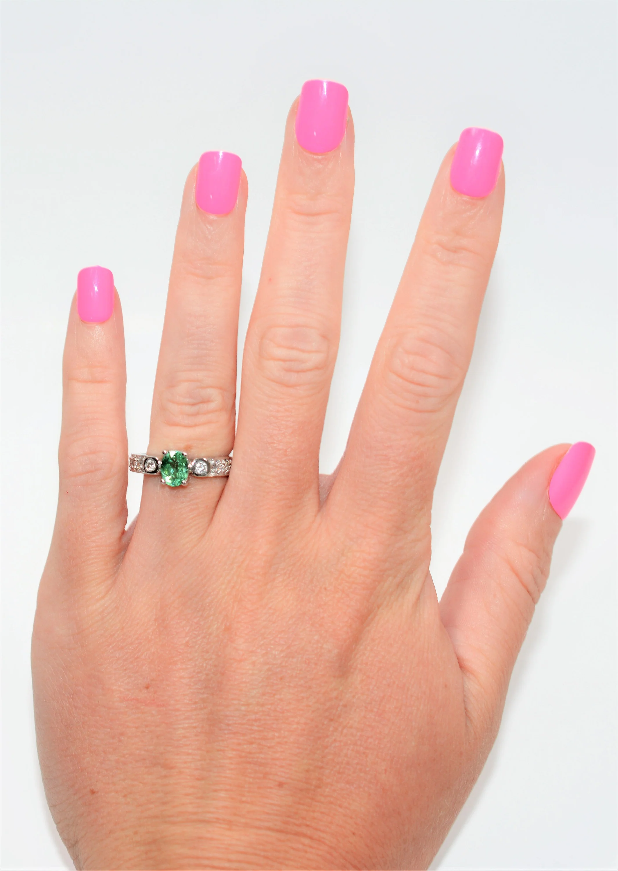 Natural Brazilian Paraiba Tourmaline & Diamond Ring 14K White Gold 1.14tcw Gemstone Women's Ring Engagement Ring Promise Ring Statement Ring Estate - Image 2