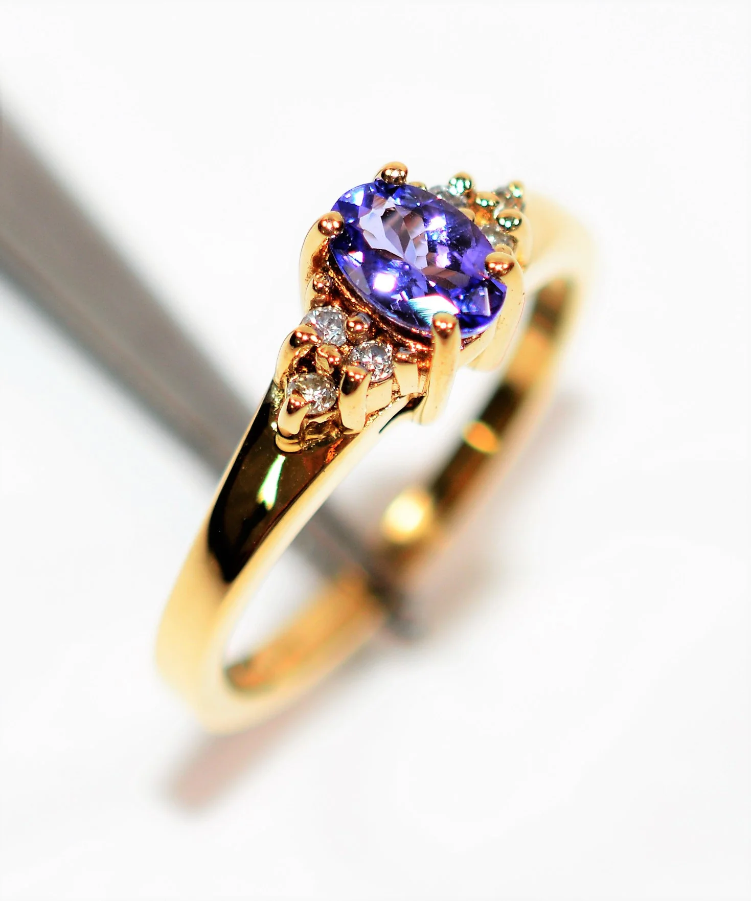 Natural Tanzanite & Diamond Ring 14K Solid Gold .76tcw Statement Ring Gemstone Ring December Birthstone Ring Ladies Ring Fine Estate Jewelry - Image 4