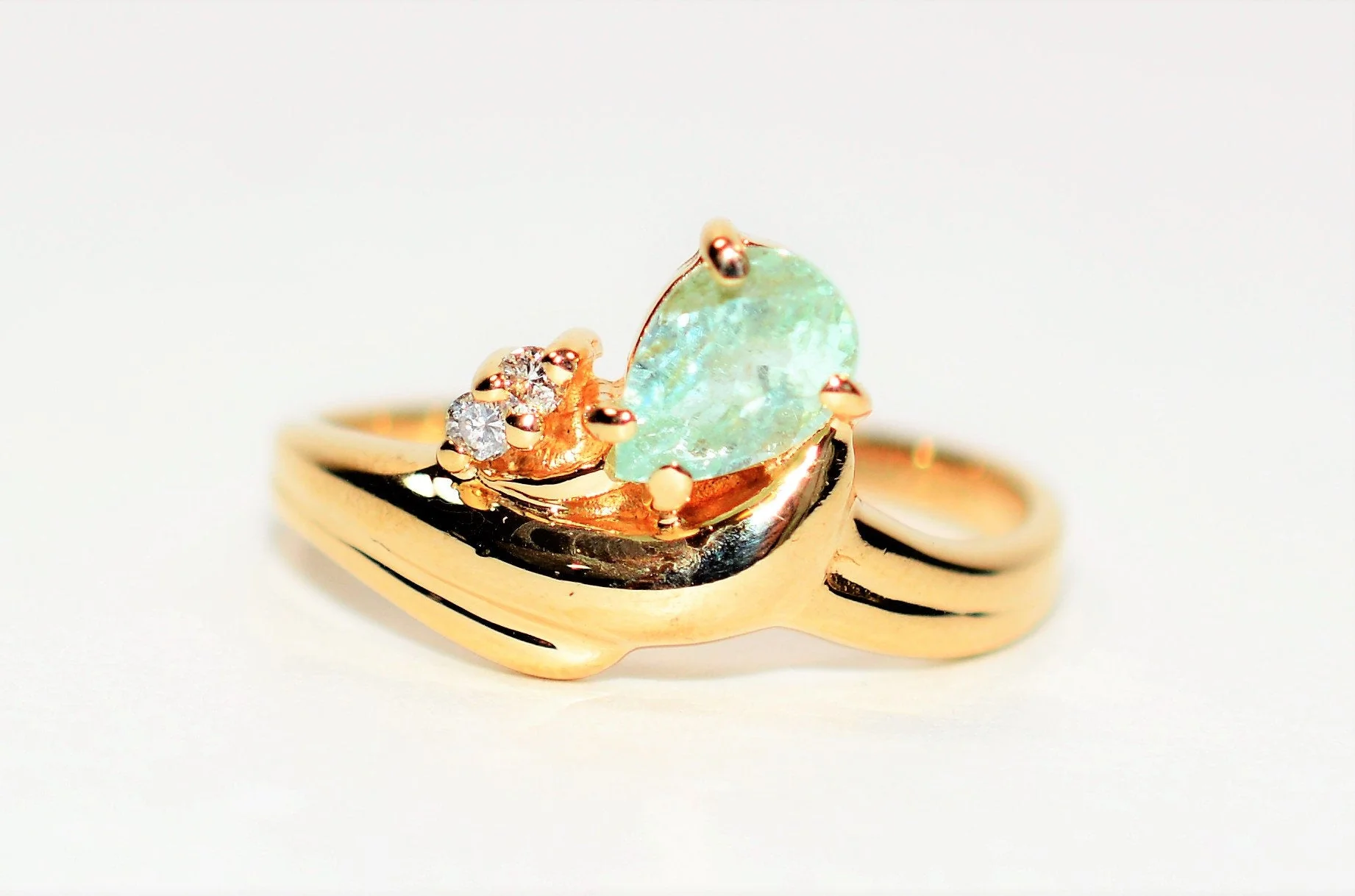 Natural Paraiba Tourmaline & Diamond Ring 14K Solid Gold .68tcw Birthstone Women's Ring Estate Jewelry Vintage Ring Gemstone Ring Jewellery