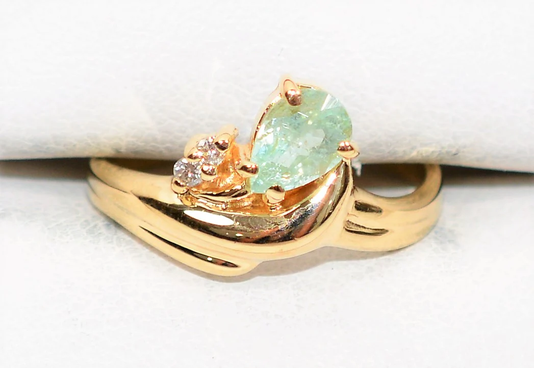 Natural Paraiba Tourmaline & Diamond Ring 14K Solid Gold .68tcw Birthstone Women's Ring Estate Jewelry Vintage Ring Gemstone Ring Jewellery - Image 5