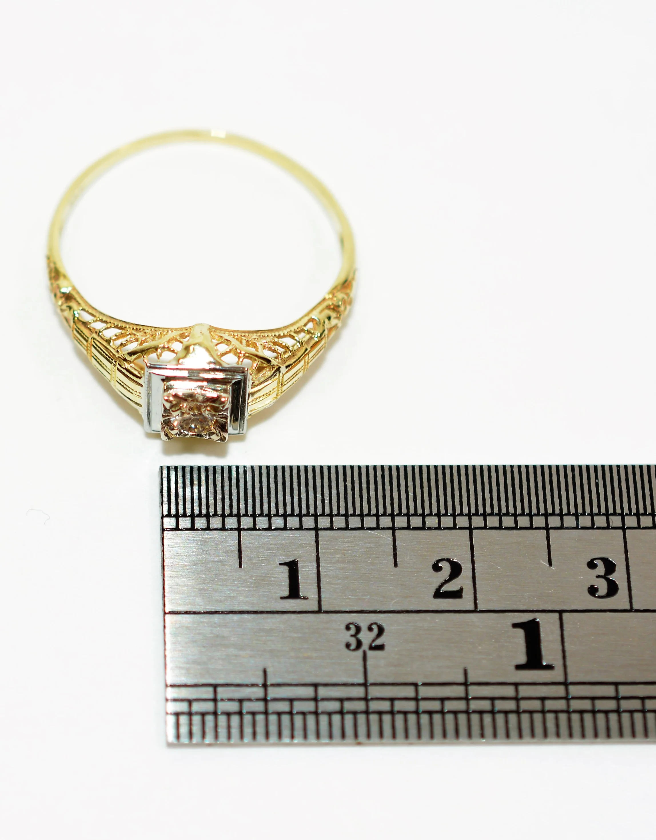 Natural Diamond Ring 14K Solid Gold .13ct Engagement Ring Antique Ring Solitaire Ring Estate Ring Art Deco Ring Bridal Vintage Jewellery - Image 11