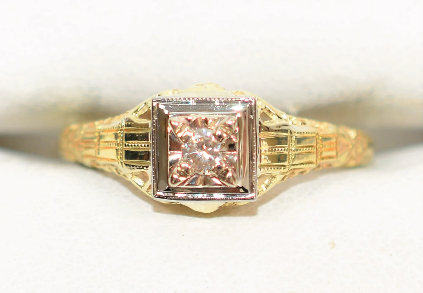 Natural Diamond Ring 14K Solid Gold .13ct Engagement Ring Antique Ring Solitaire Ring Estate Ring Art Deco Ring Bridal Vintage Jewellery - Image 5