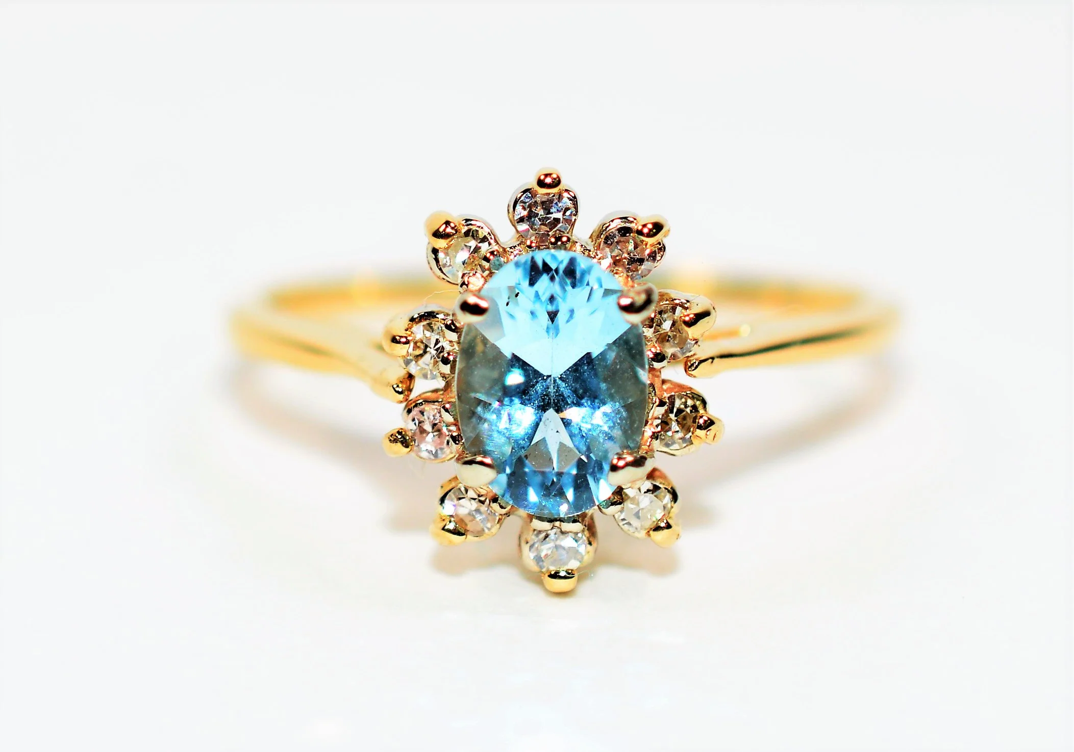 Natural Paraiba Tourmaline & Diamond Ring 14K Solid Gold 1.18tcw Gemstone Estate Jewelry Engagement Ring Promise Ring Diamond Halo Ring