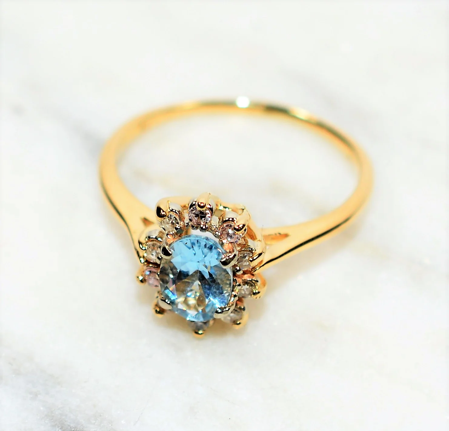 Natural Paraiba Tourmaline & Diamond Ring 14K Solid Gold 1.18tcw Gemstone Estate Jewelry Engagement Ring Promise Ring Diamond Halo Ring - Image 8