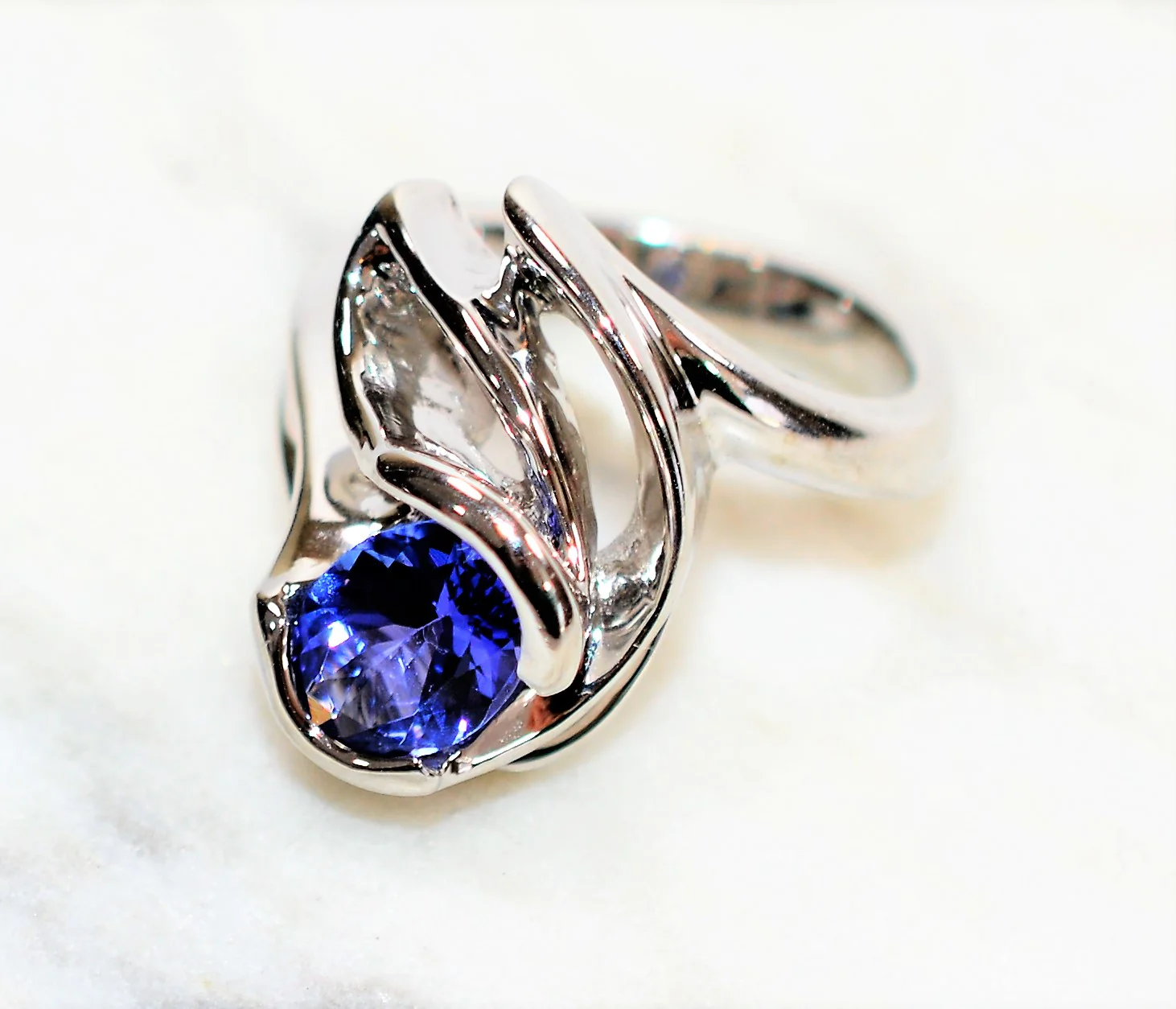 GIA Certified Natural D'Block Tanzanite Ring 14K Solid White Gold 1.33ct Solitaire Ring Statement Ring Cocktail Ring Estate Jewelry December - Image 9