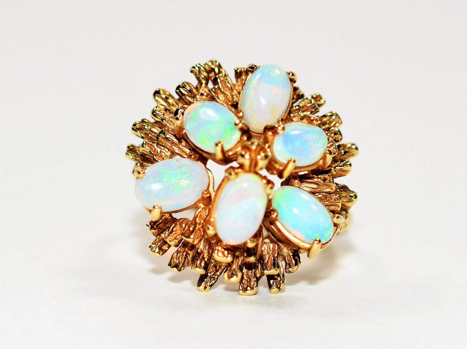 Natural Ethiopian Opal Ring 14K Solid Gold Welo Opal Ring Precious Opal Ring Cluster Ring Women’s Ring Birthstone Ring Vintage Ring