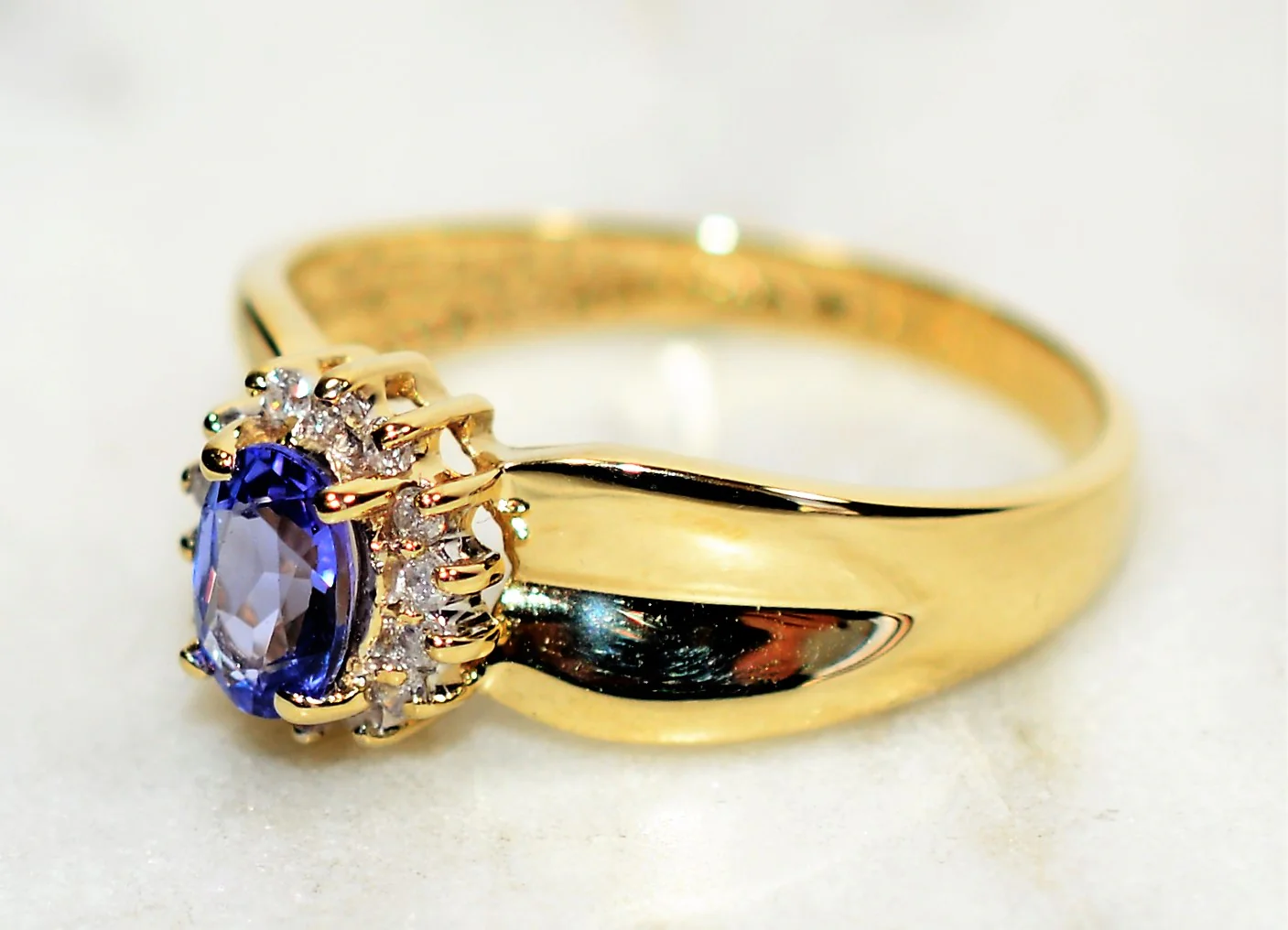 Natural Tanzanite & Diamond Ring 14K Solid Gold .55tcw Vintage Ring Statement Ring Gemstone Ring December Birthstone Ring Tanzanite Ring - Image 8