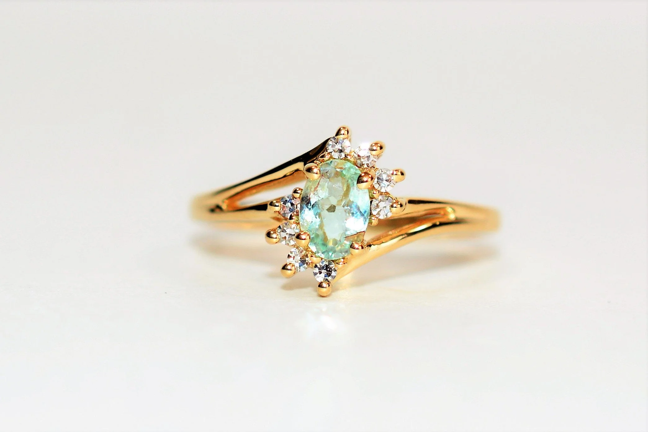 Natural Paraiba Tourmaline & Diamond Ring 14K Solid Gold .55tcw Cluster Fine Gemstone Ladies Ring Women’s Fine Jewelry Estate Jewellery