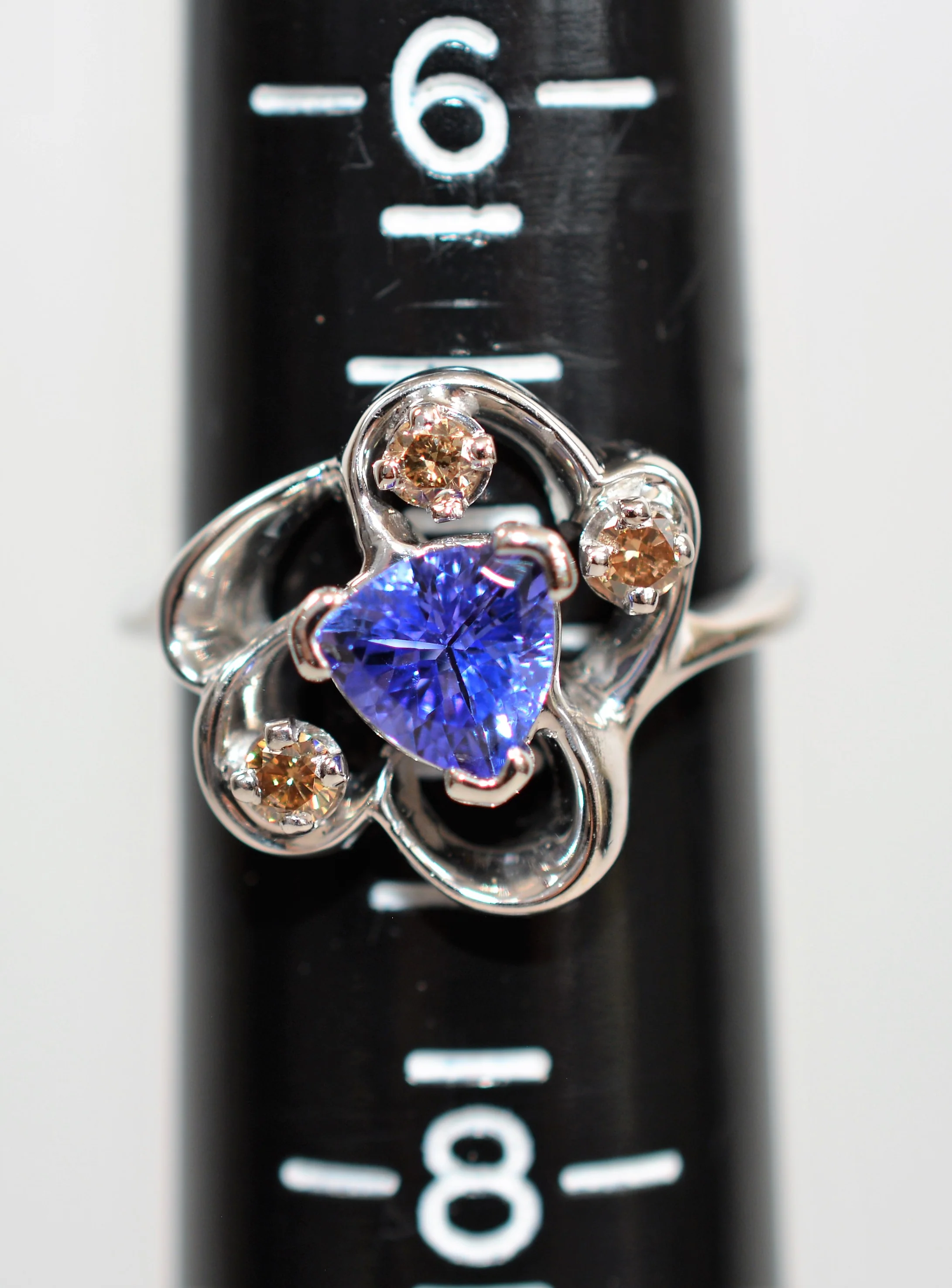 Natural Tanzanite & Chocolate Diamond Ring 14K Solid White Gold 1.12tcw Gemstone Ring December Birthstone Ring Statement Ring Cocktail Ring - Image 9