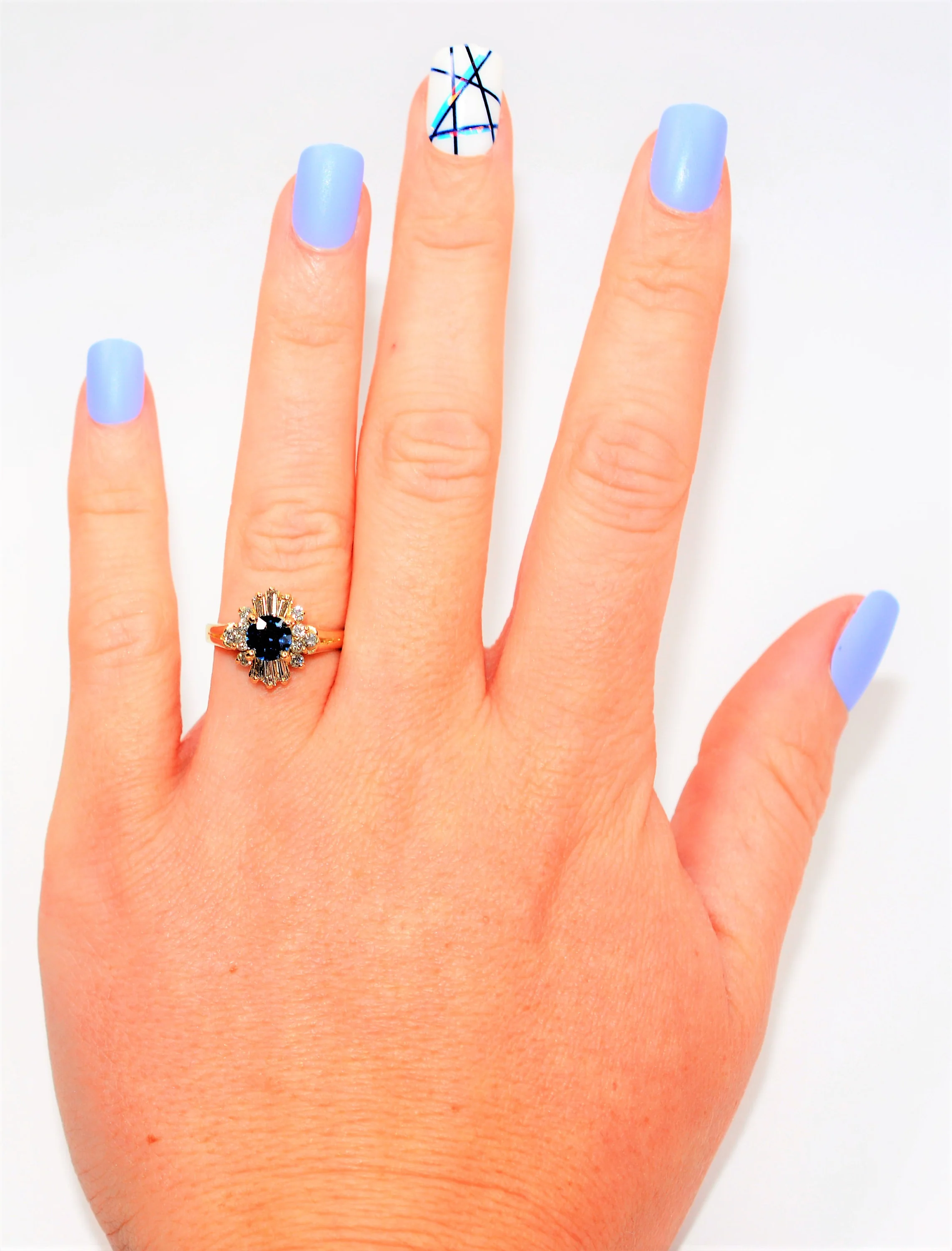 Natural Ceylon Sapphire & Diamond Ring 14K Solid Gold 1.16tcw Sri Lankan Sapphire Ring Gemstone Ring Vintage Ring Cocktail Ring Women’s Ring - Image 2