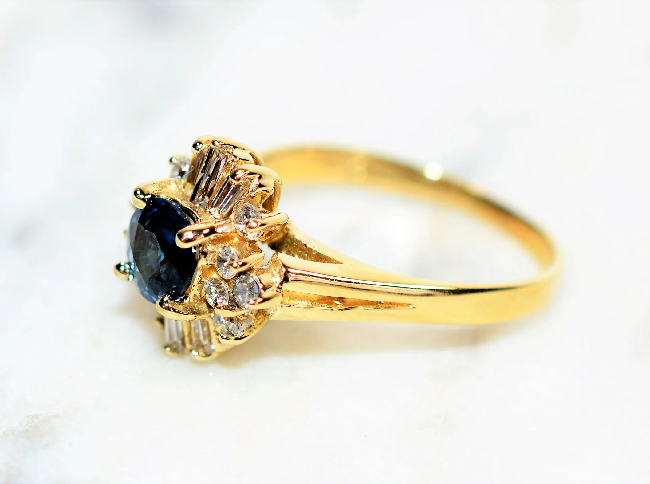 Natural Ceylon Sapphire & Diamond Ring 14K Solid Gold 1.16tcw Sri Lankan Sapphire Ring Gemstone Ring Vintage Ring Cocktail Ring Women’s Ring - Image 8
