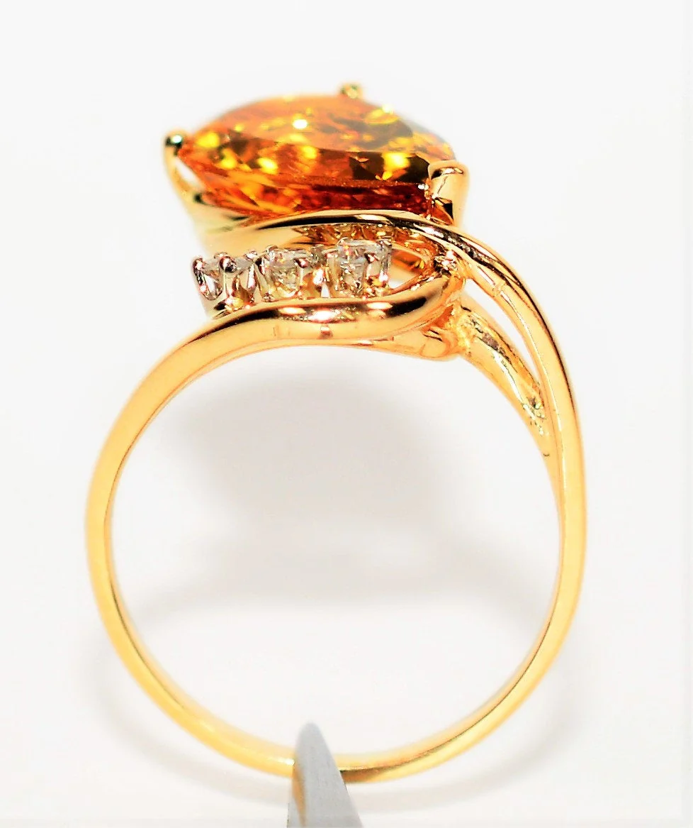 Natural Golden Beryl & Diamond Ring 14K Solid Gold 3.45tcw Statement Ring Cocktail Ring Ladies Ring Yellow Ring Birthstone Ring Women's Ring - Image 3