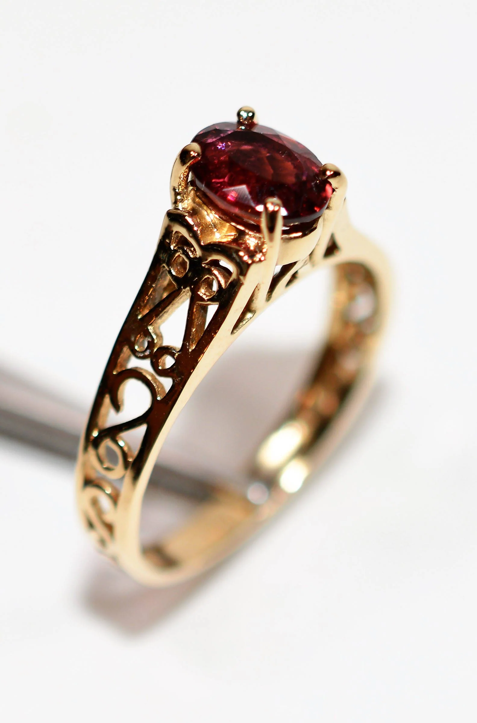 Natural Rubellite Ring 14K Solid Gold .82ct Pink Tourmaline Ring Antique Ring Vintage Ring Solitaire Ring Women's Ring Birthstone Ring Jewelry - Image 4