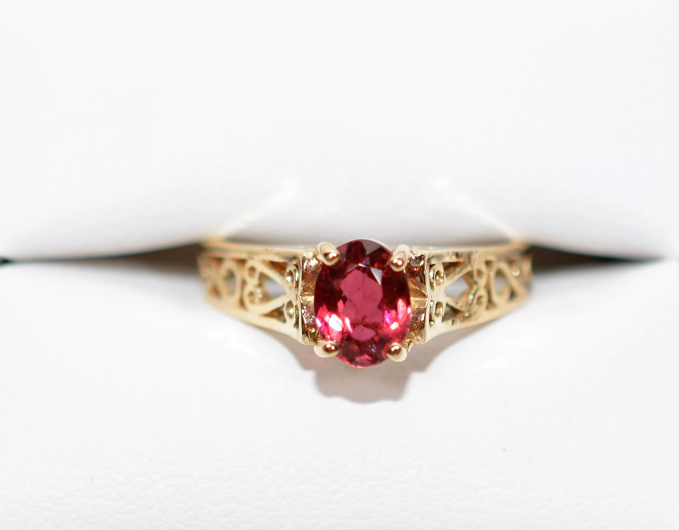 Natural Rubellite Ring 14K Solid Gold .82ct Pink Tourmaline Ring Antique Ring Vintage Ring Solitaire Ring Women's Ring Birthstone Ring Jewelry - Image 5