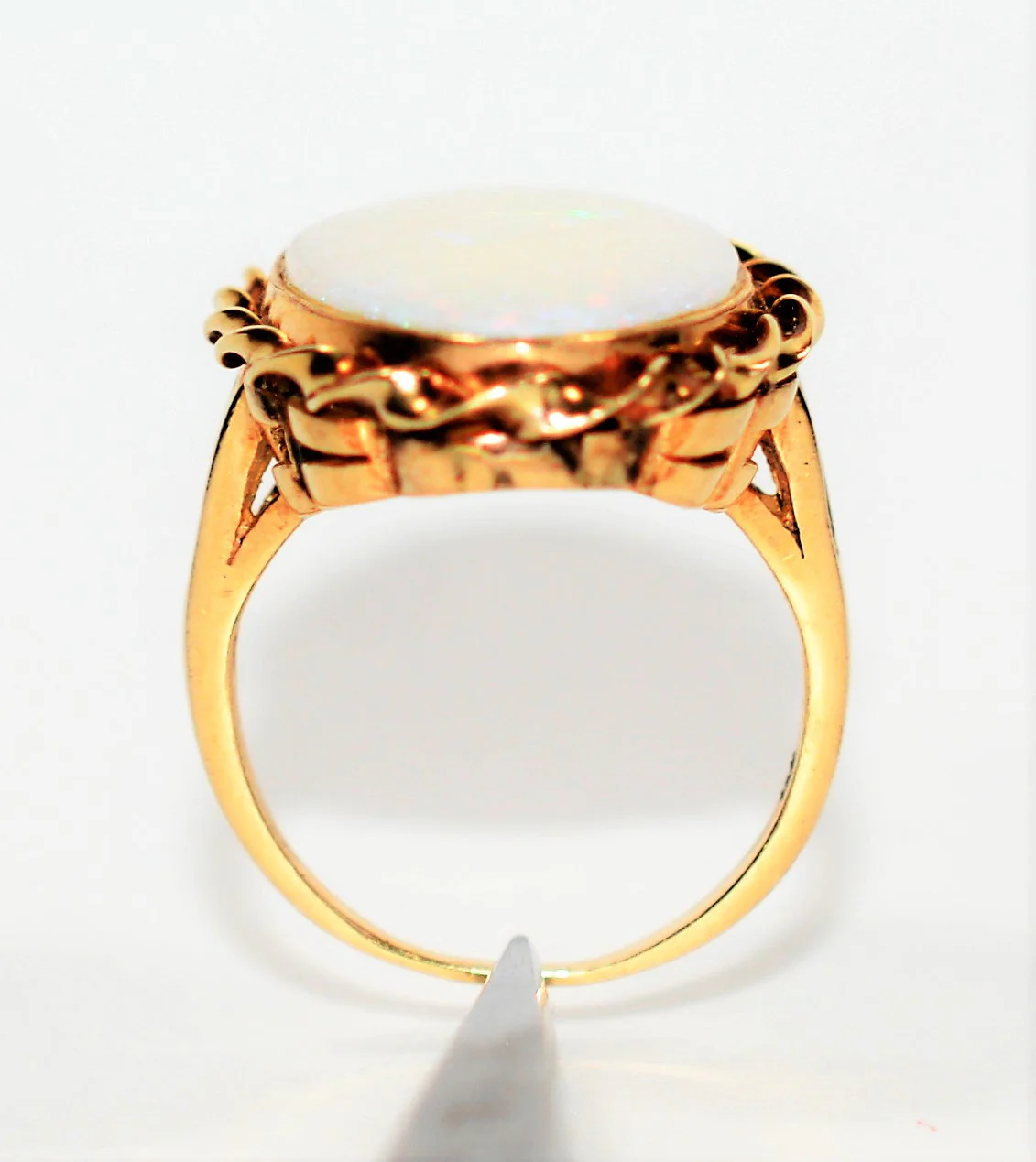 Natural Ethiopian Opal Ring 14K Solid Gold 25mm Precious Opal Ring Solitaire Ring Statement Ring Vintage Ring Cocktail Ring Birthstone Ring - Image 3