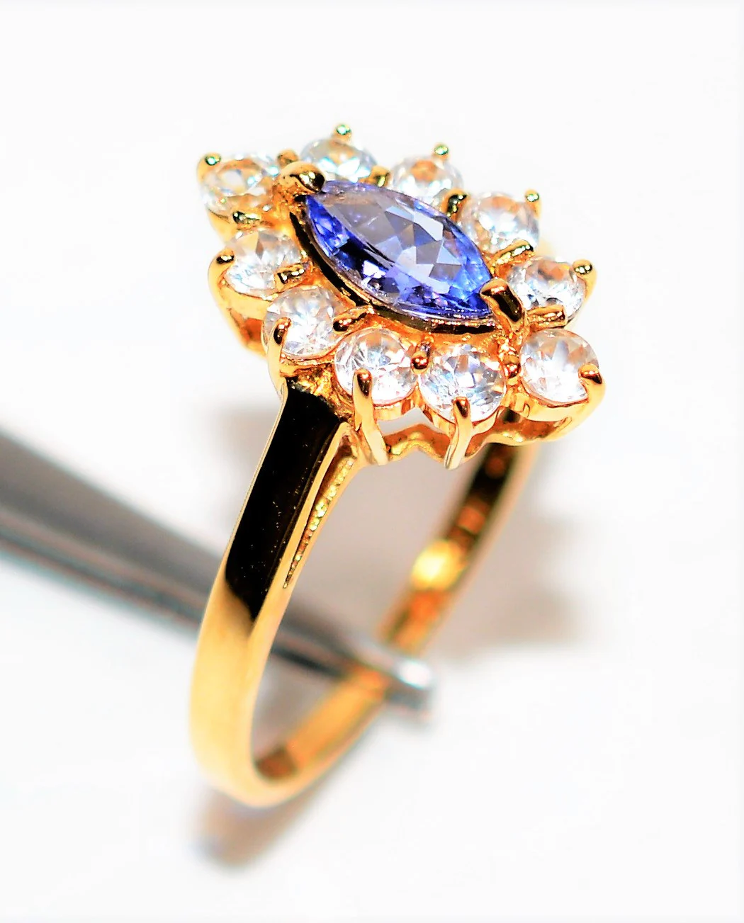 Natural Tanzanite & Diamond Ring 10K Solid Gold .86tcw December Birthstone Ring Marquise Ring Gemstone Ring Women's Ring Ladies Ring Estate - Image 4