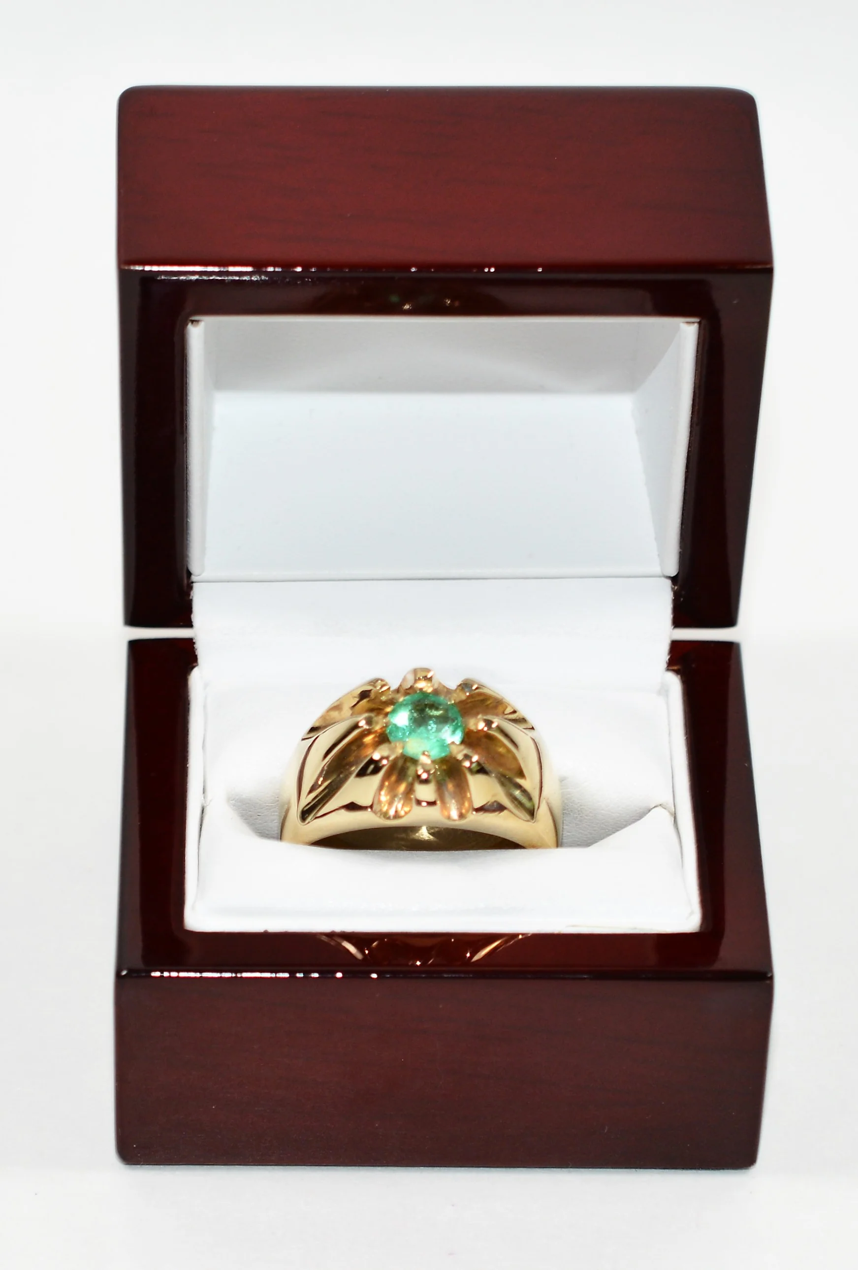 Natural Colombian Emerald Ring 10K Solid Gold 1.10ct Solitaire Ring Statement Ring Men's Ring May Birthstone Ring Vintage Ring Estate Ring - Image 12