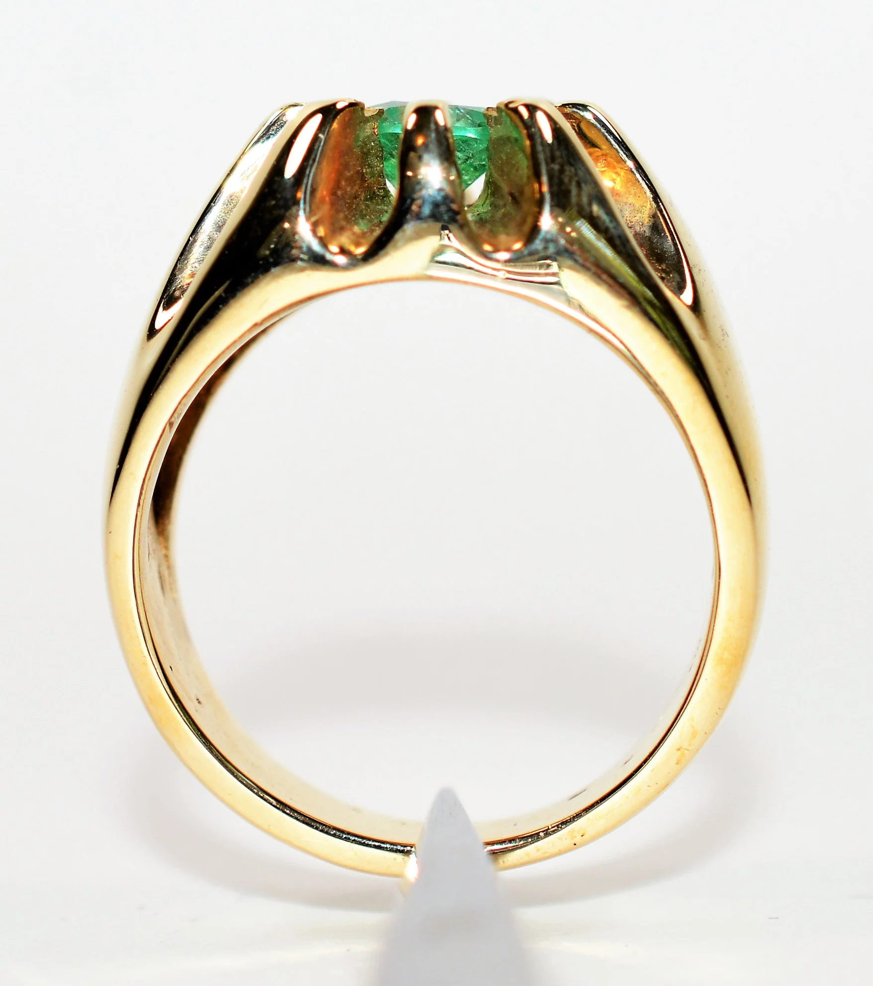 Natural Colombian Emerald Ring 10K Solid Gold 1.10ct Solitaire Ring Statement Ring Men's Ring May Birthstone Ring Vintage Ring Estate Ring - Image 3