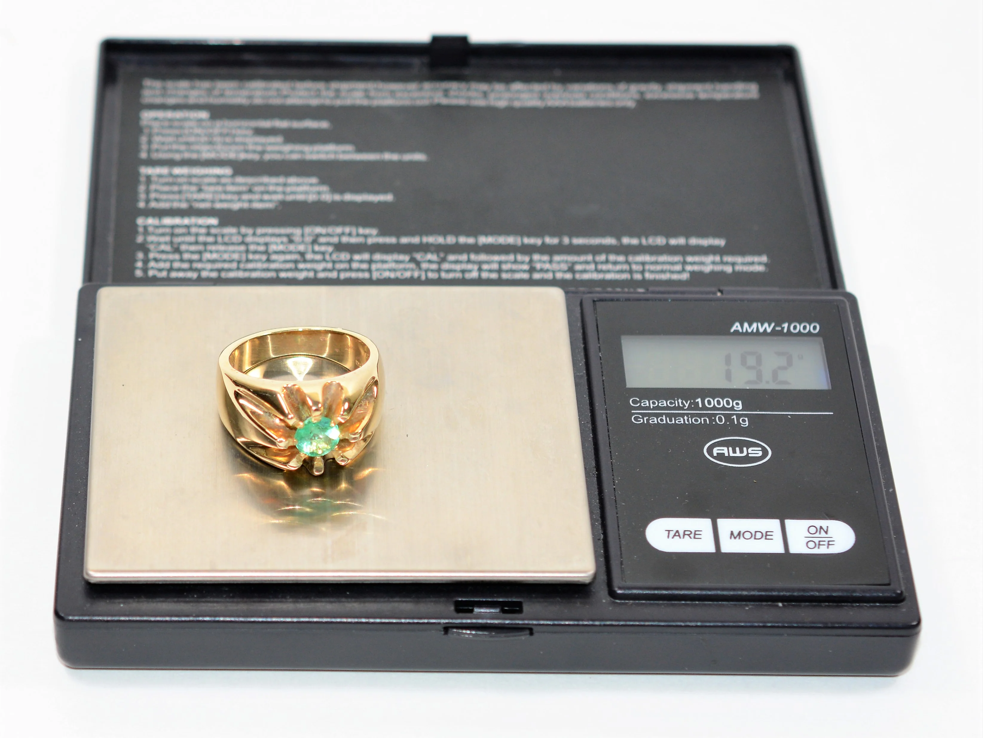 Natural Colombian Emerald Ring 10K Solid Gold 1.10ct Solitaire Ring Statement Ring Men's Ring May Birthstone Ring Vintage Ring Estate Ring - Image 9