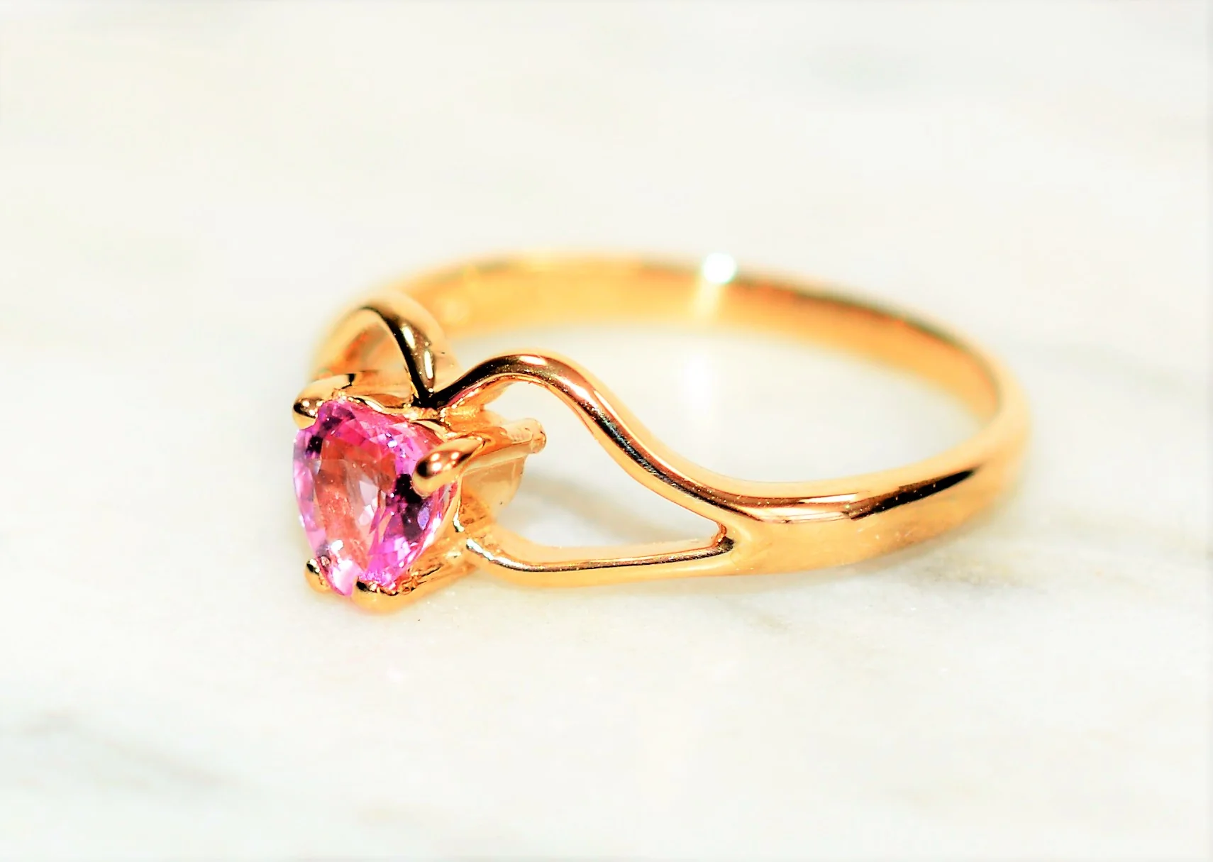Natural Padparadscha Sapphire Ring 14K Solid Gold .50ct Heart Ring Gemstone Ring Promise Ring Engagement Ring Solitaire Ring Pink Ring Fine - Image 8