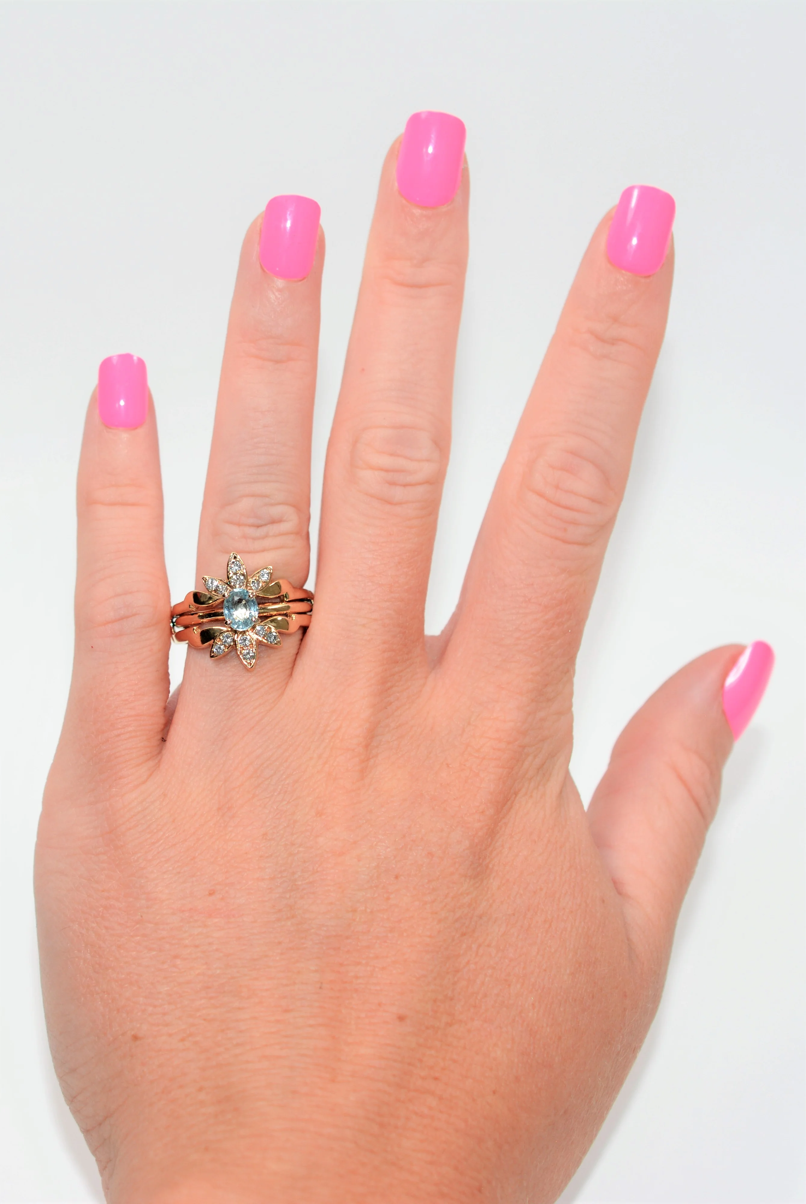 Natural Paraiba Tourmaline & Diamond Ring 14K Solid Gold .85tcw Women's Fine Ring Cluster Ring Cocktail Ring Estate Jewelry Fine Jewellery - Image 2