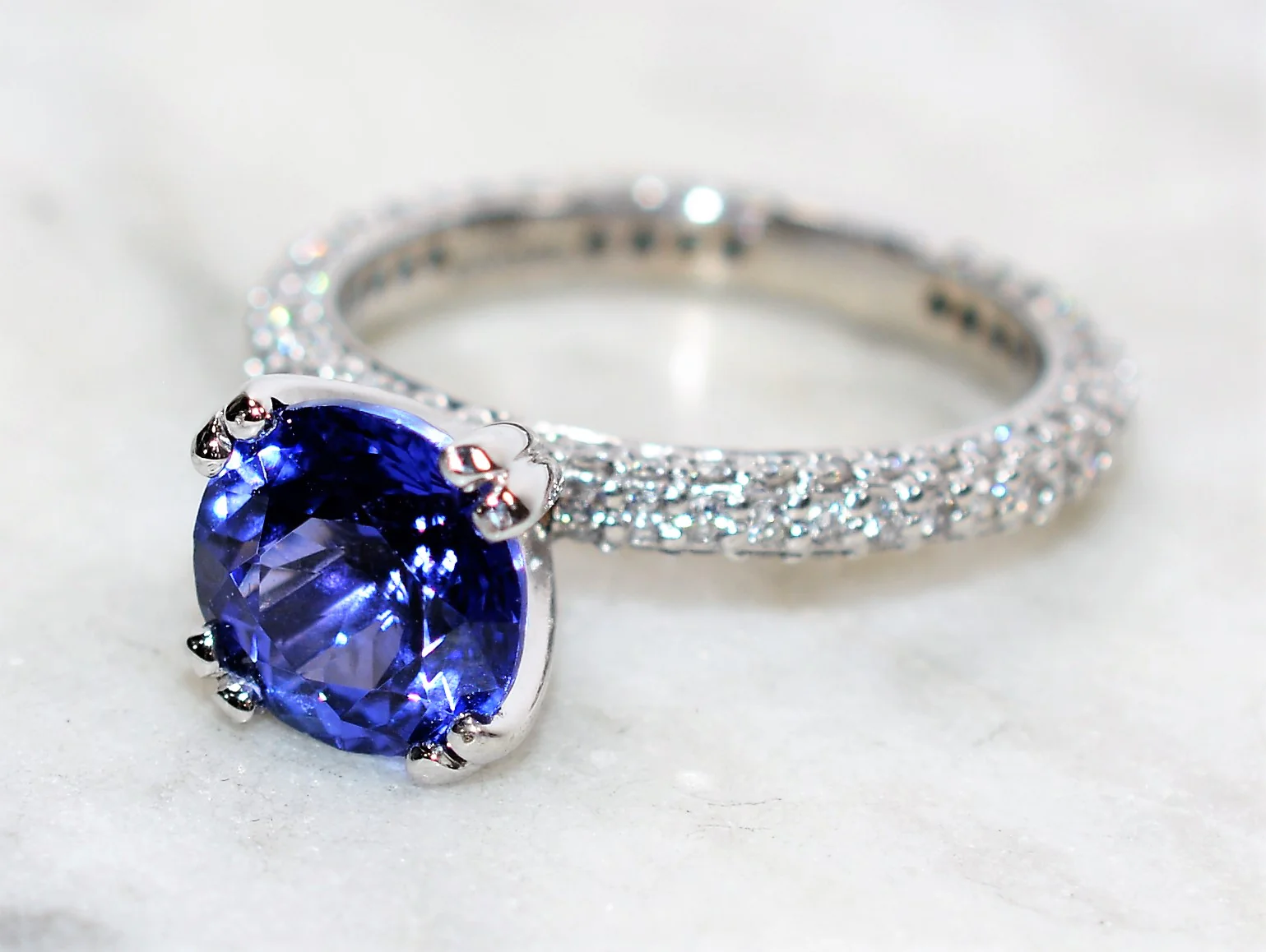 Gabriel & Co. GIA Certified Natural D'Block Tanzanite and Diamond Ring 18K Solid White Gold 3.96tcw Eternity Ring Engagement Ring Bridal - Image 10