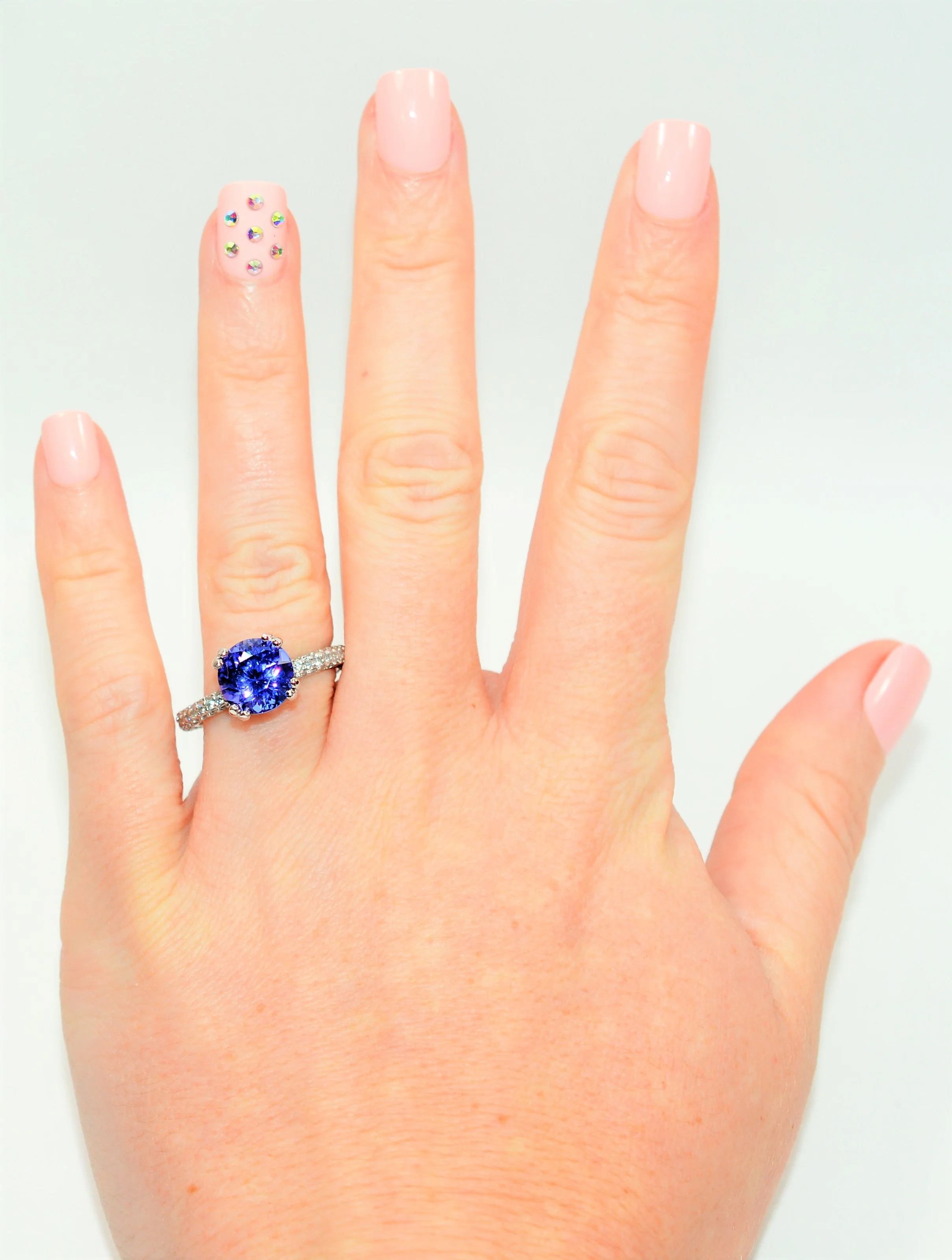 Gabriel & Co. GIA Certified Natural D'Block Tanzanite and Diamond Ring 18K Solid White Gold 3.96tcw Eternity Ring Engagement Ring Bridal - Image 3