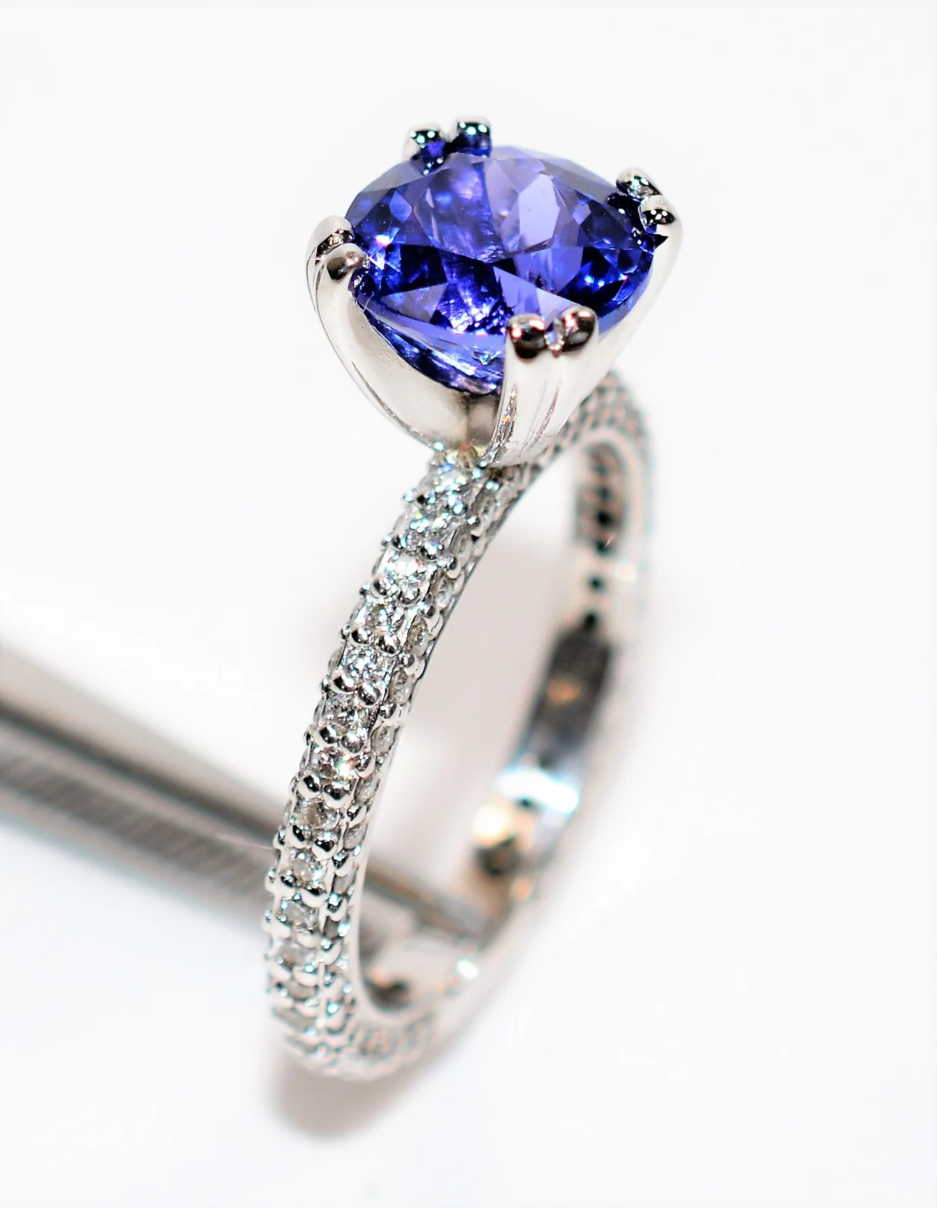 Gabriel & Co. GIA Certified Natural D'Block Tanzanite and Diamond Ring 18K Solid White Gold 3.96tcw Eternity Ring Engagement Ring Bridal - Image 5