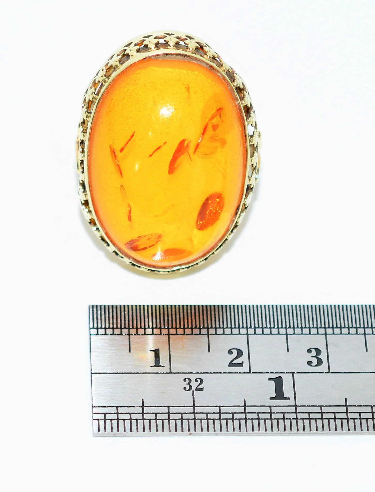 Natural Amber Ring 14K Solid Gold Solitaire Statement Antique Cocktail Vintage Fine Estate Jewelry - Image 11