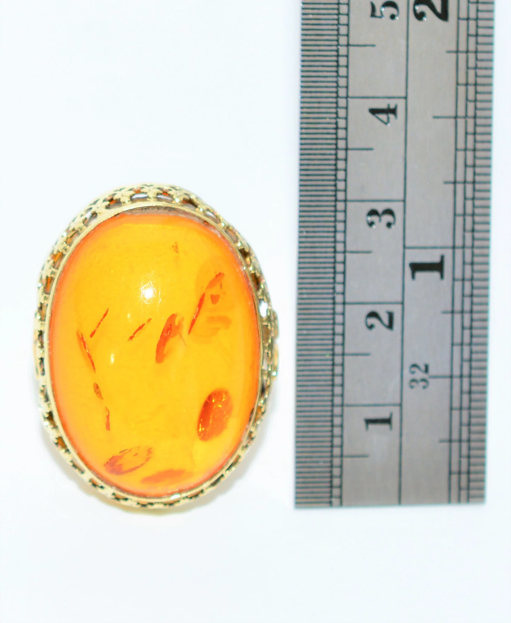 Natural Amber Ring 14K Solid Gold Solitaire Statement Antique Cocktail Vintage Fine Estate Jewelry - Image 12