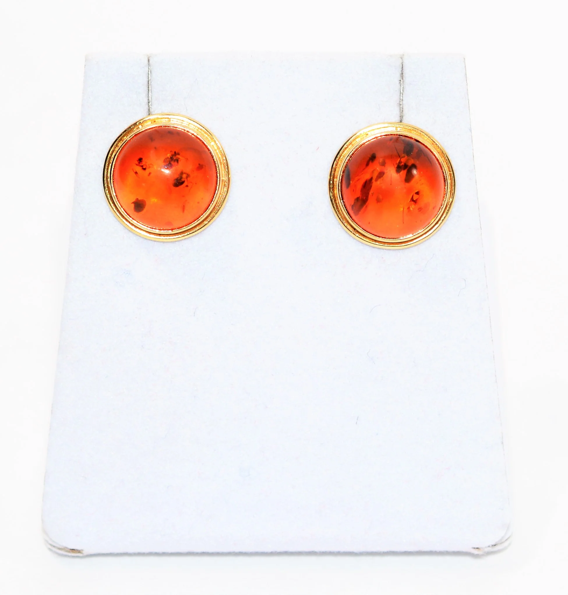 Natural Amber Earrings 14K Solid Gold Earrings Solitaire Earrings Stud Earrings Statement Earrings Estate Jewelry Vintage Women's Earrings - Image 10