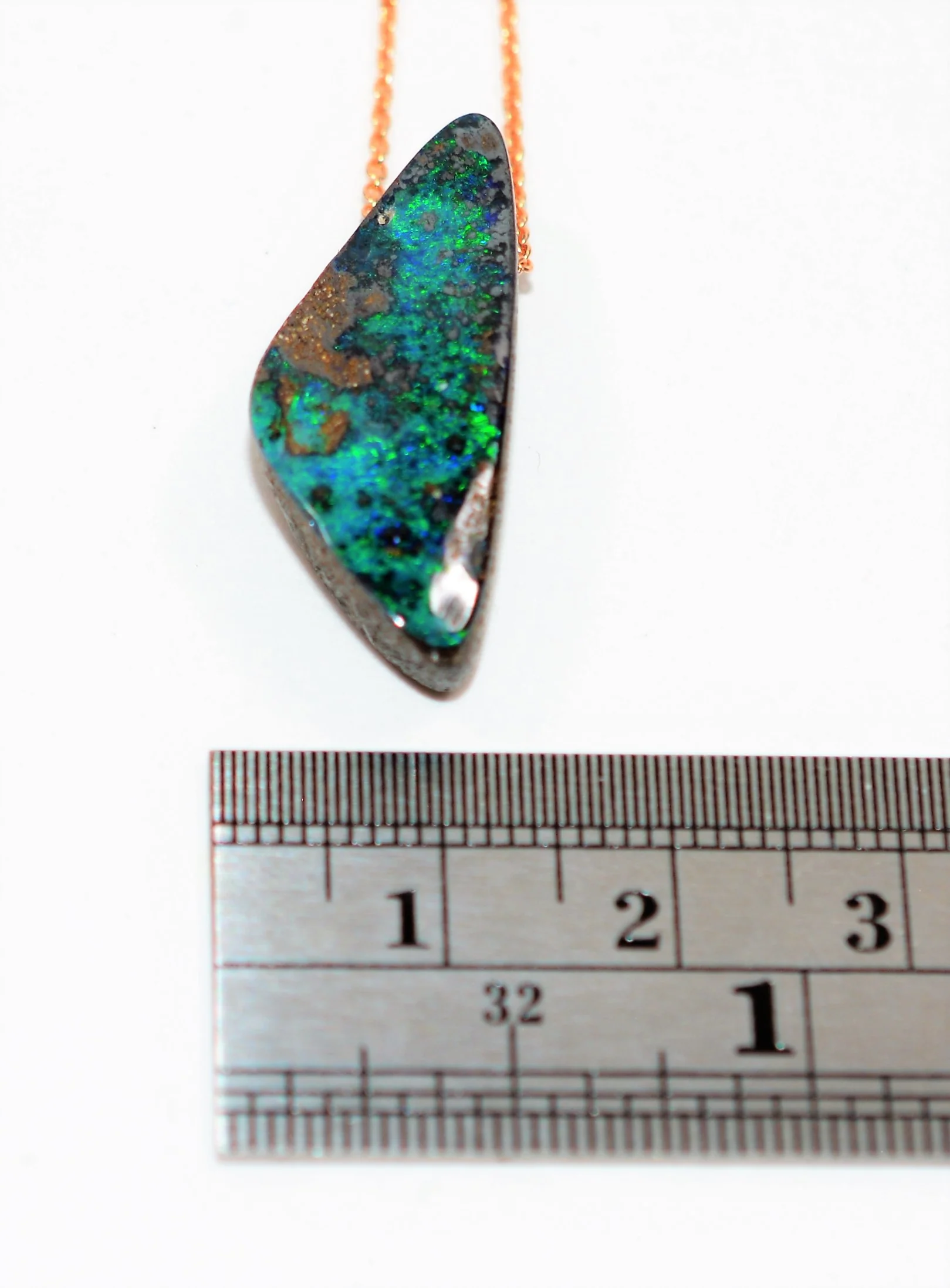 Natural Australian Boulder Opal Necklace 14K Solid Rose Gold 26.58ct Pendant Necklace October Birthstone Necklace Women's Necklace Statement - Image 8