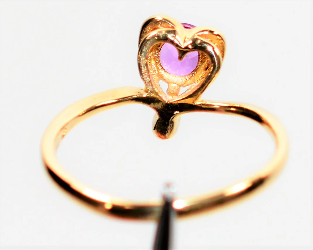 Natural Purple Ceylon Sapphire & Diamond Ring 14K Solid Gold .56tcw Heart Ring Gemstone Ring Ceylon Sapphire Ring Fashion Ring Engagement - Image 7