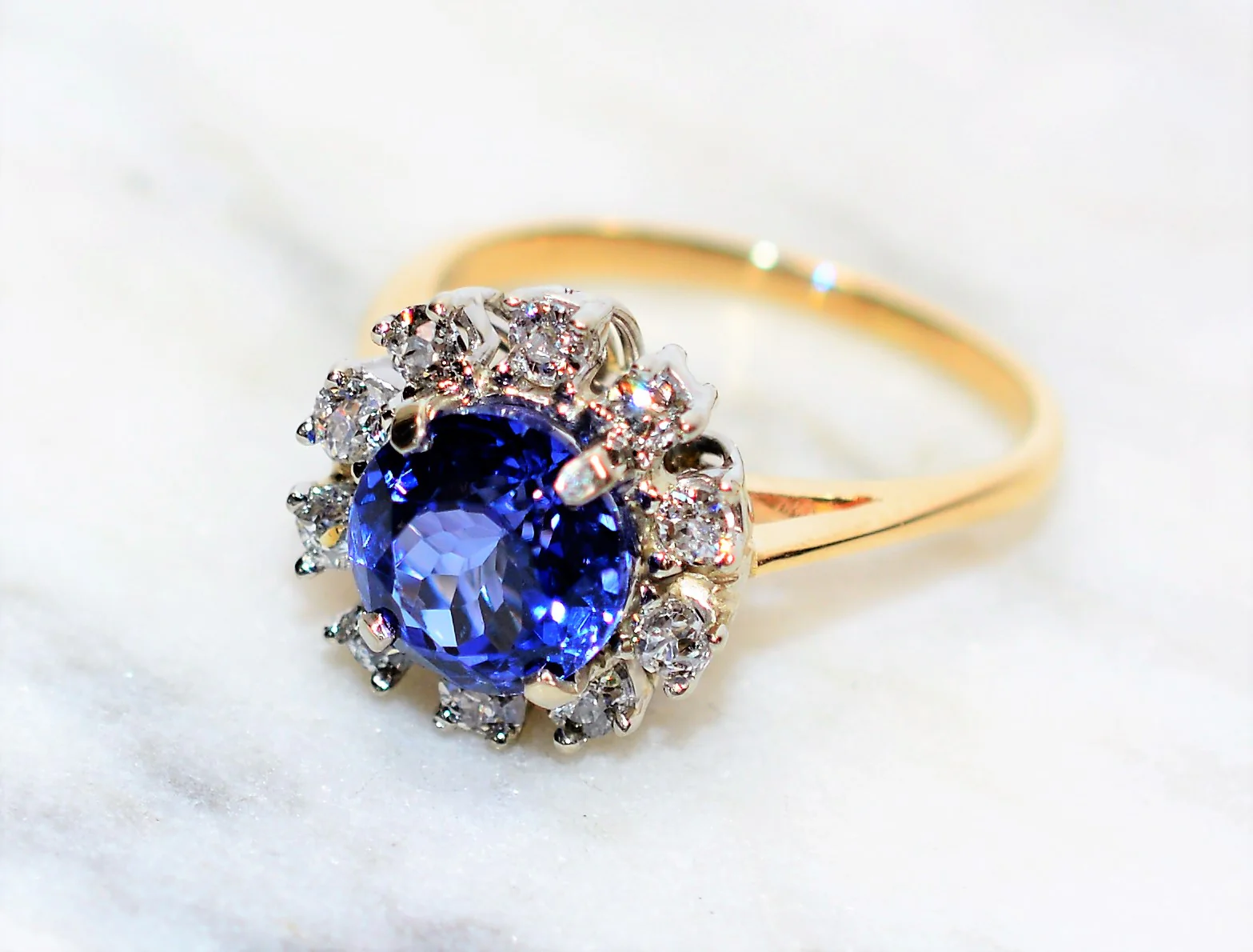 Certified Natural D'Block Tanzanite & Diamond Ring 14K Solid Gold 2.92tcw Engagement Ring Statement Ring Cocktail Ring Womens Ring Jewellery - Image 9