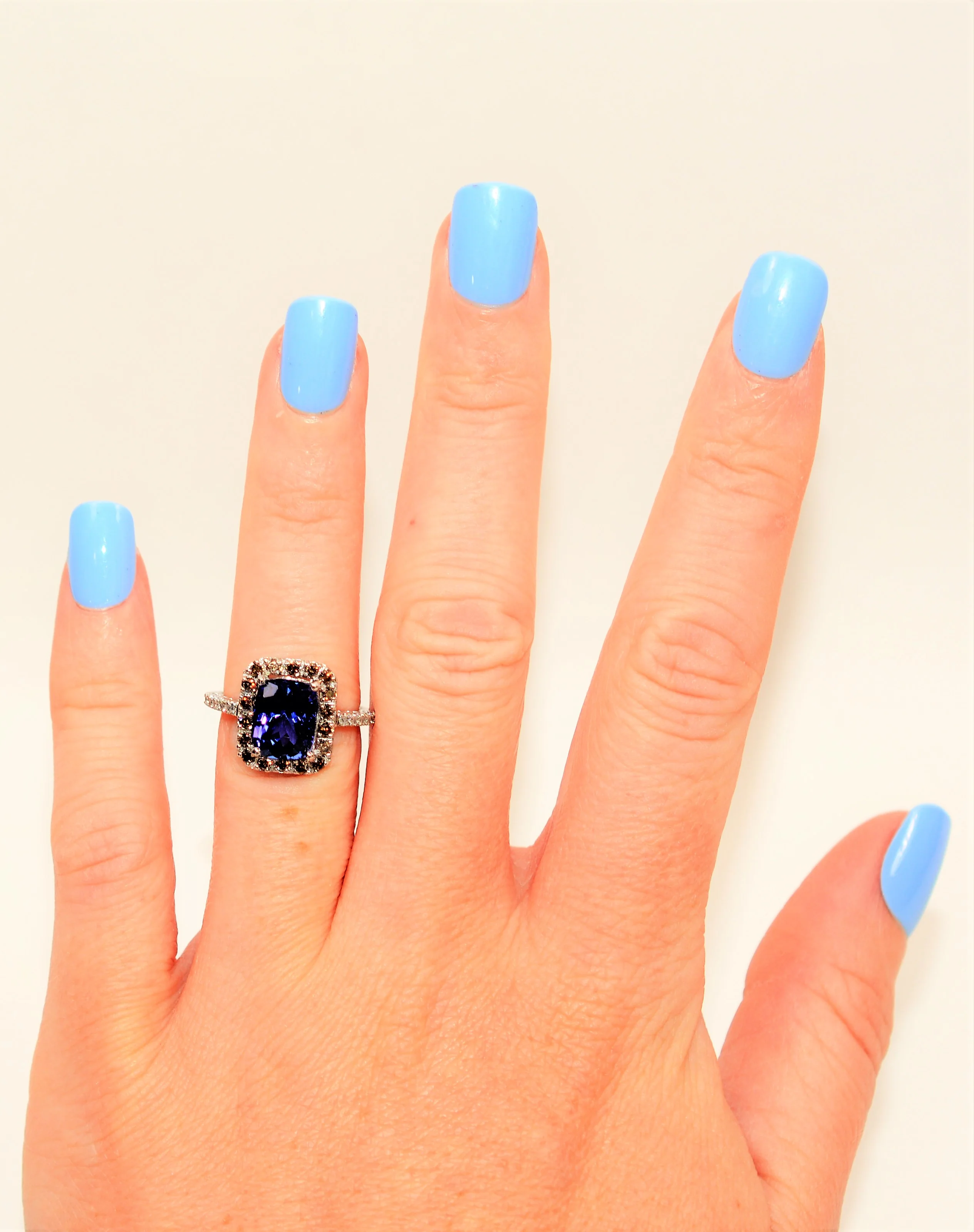 Effy Certified Natural D'Block Tanzanite & Fancy Chocolate Diamond Ring 14K Solid White Gold 3.21tcw Designer Ring Cocktail Ring Jewellery - Image 3