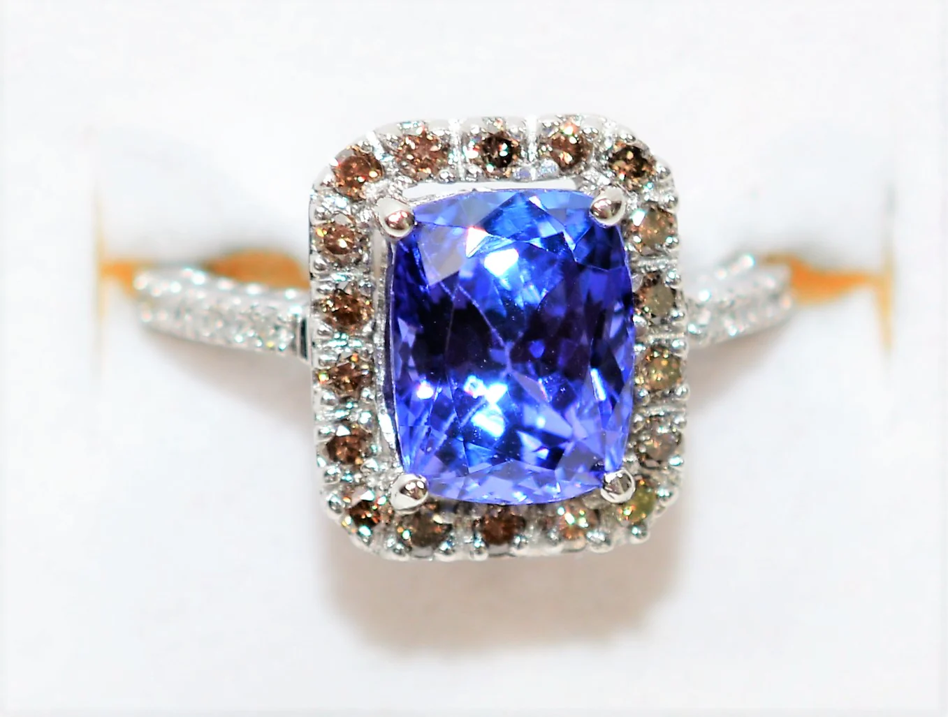 Effy Certified Natural D'Block Tanzanite & Fancy Chocolate Diamond Ring 14K Solid White Gold 3.21tcw Designer Ring Cocktail Ring Jewellery - Image 6