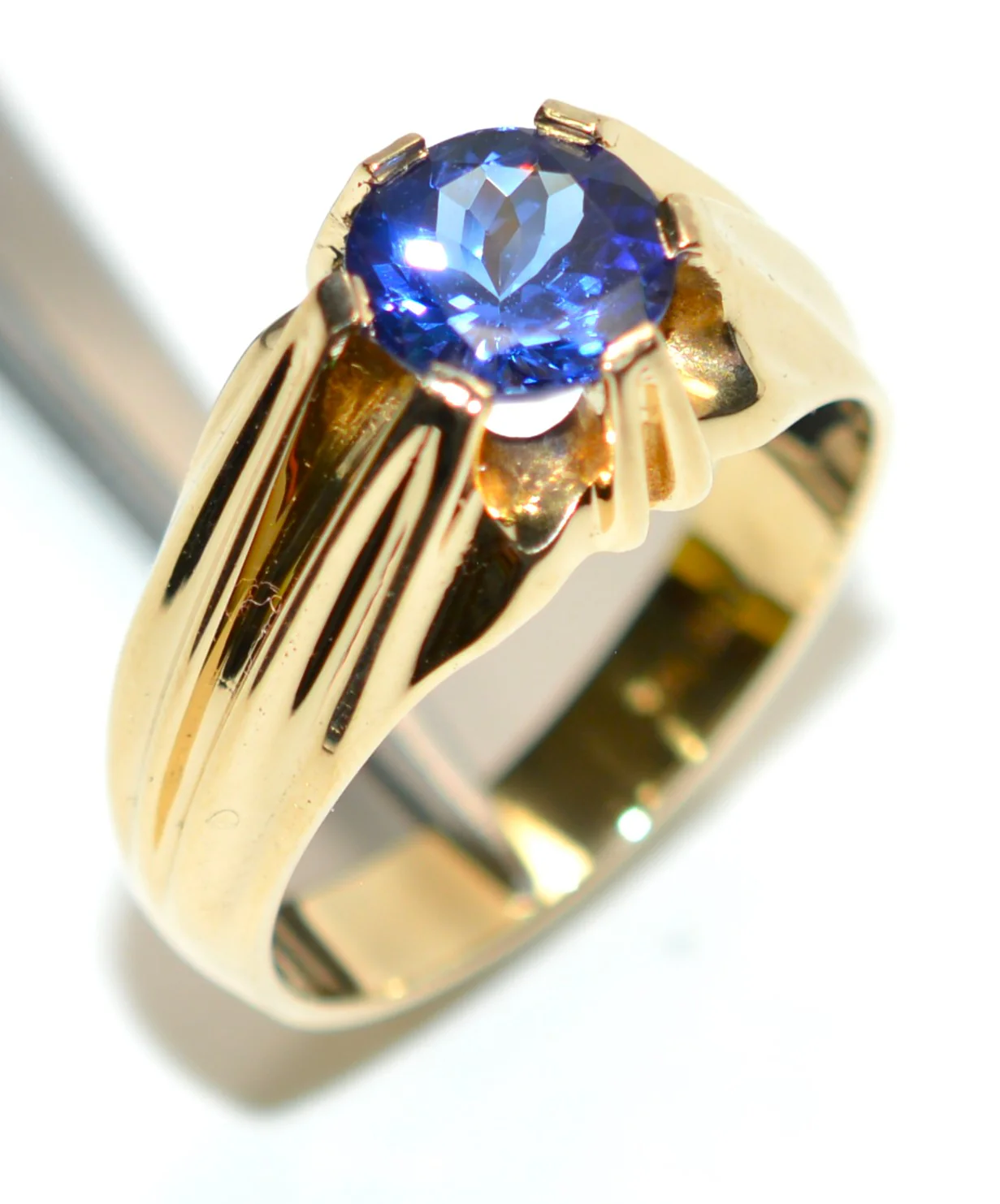 Certified Natural D'Block Tanzanite 14K Gold 1.72ct Mens Ring Solitaire Ring Gents Ring Vintage Ring Blue Purple Gemstone Violet Cocktail - Image 5