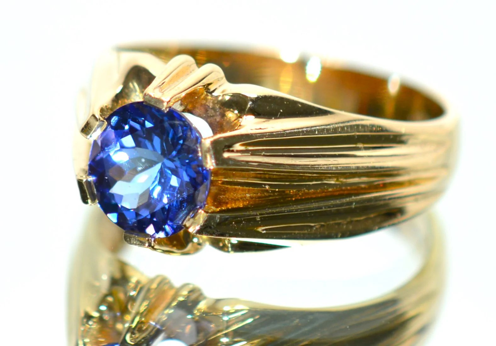 Certified Natural D'Block Tanzanite 14K Gold 1.72ct Mens Ring Solitaire Ring Gents Ring Vintage Ring Blue Purple Gemstone Violet Cocktail - Image 9