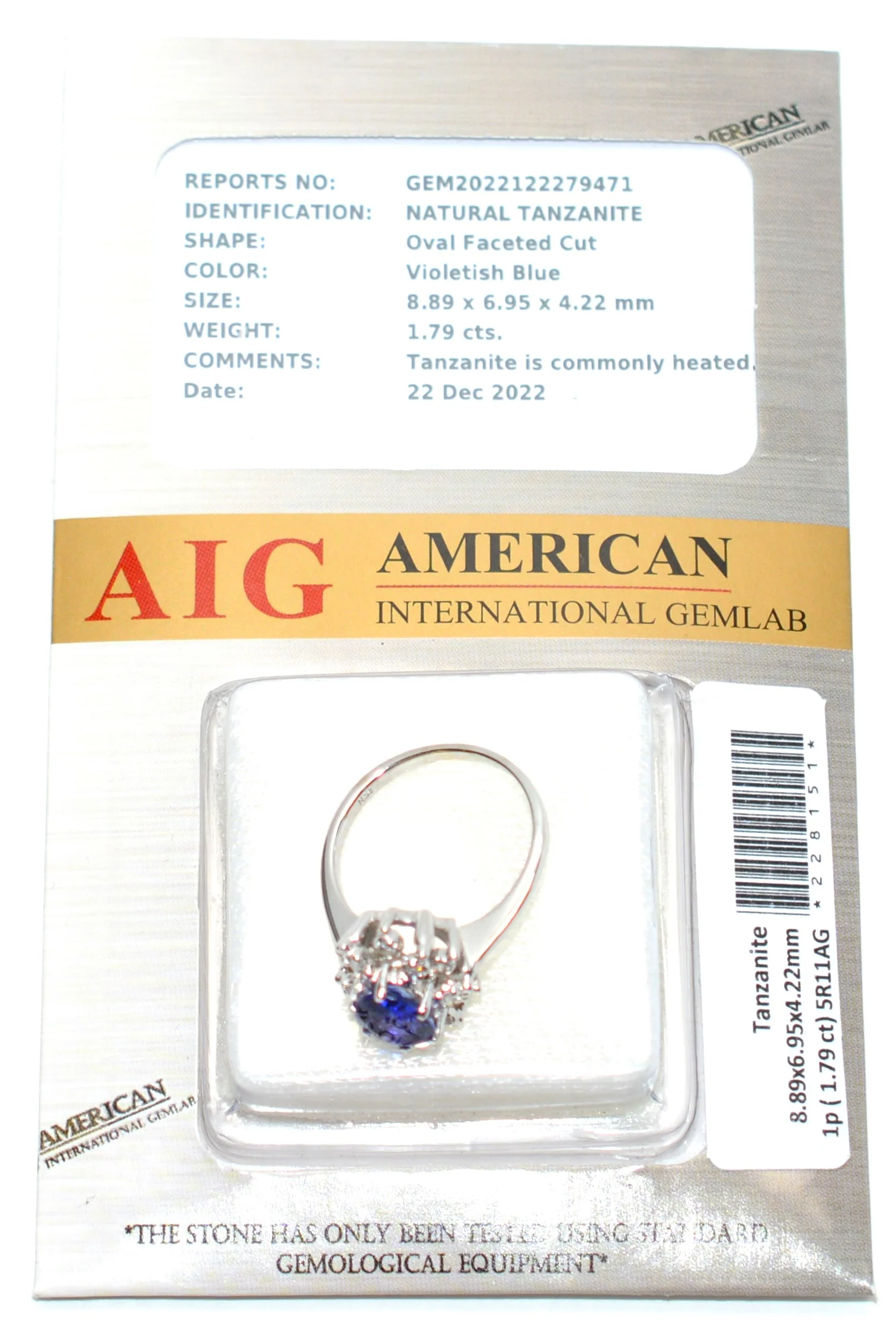 Certified Natural D'Block Tanzanite & Diamond Ring 14K White Gold 1.99tcw Engagement Ring Statement Ring Cocktail Ring Womens Ring Halo Ring - Image 2
