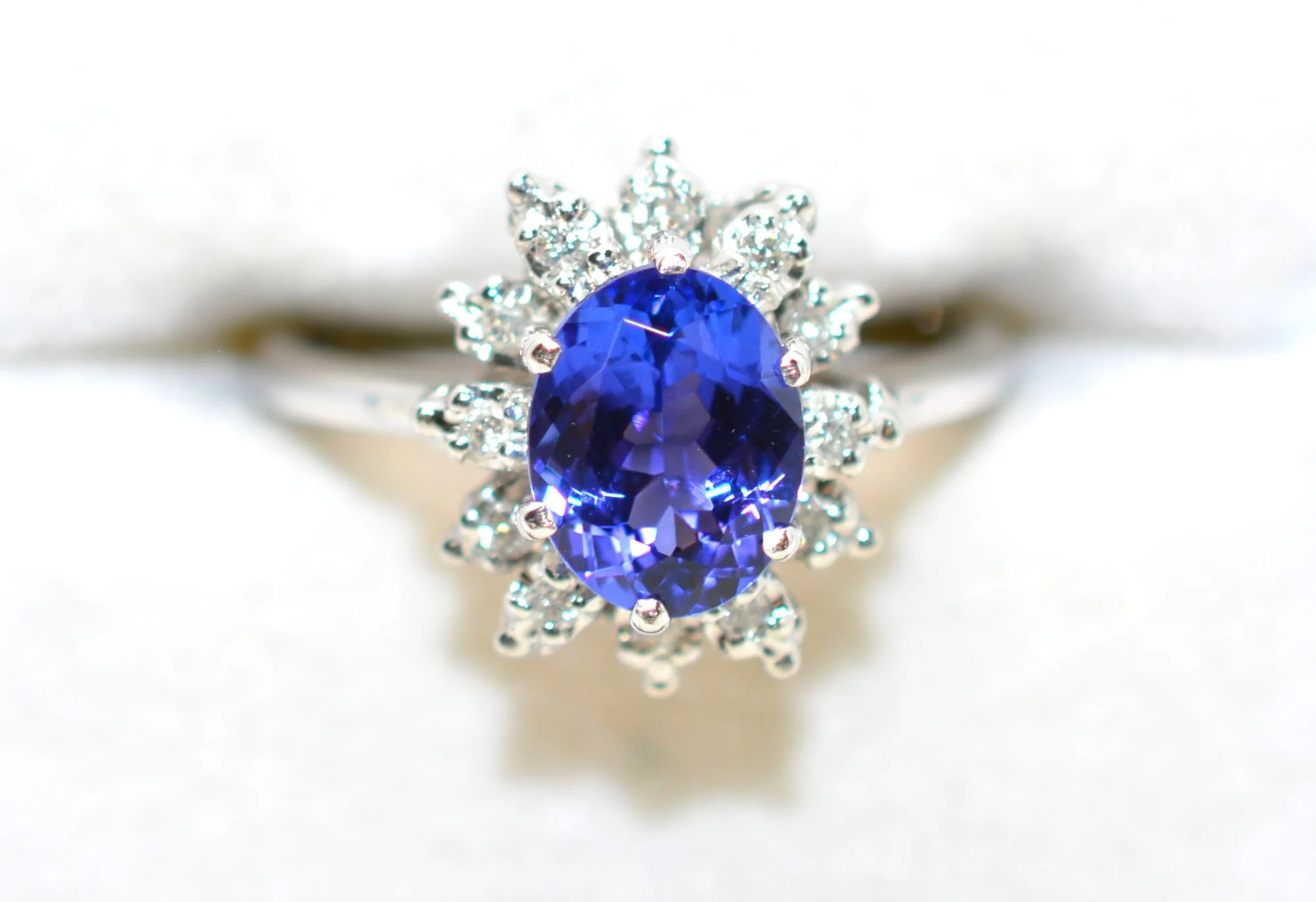 Certified Natural D'Block Tanzanite & Diamond Ring 14K White Gold 1.99tcw Engagement Ring Statement Ring Cocktail Ring Womens Ring Halo Ring - Image 6