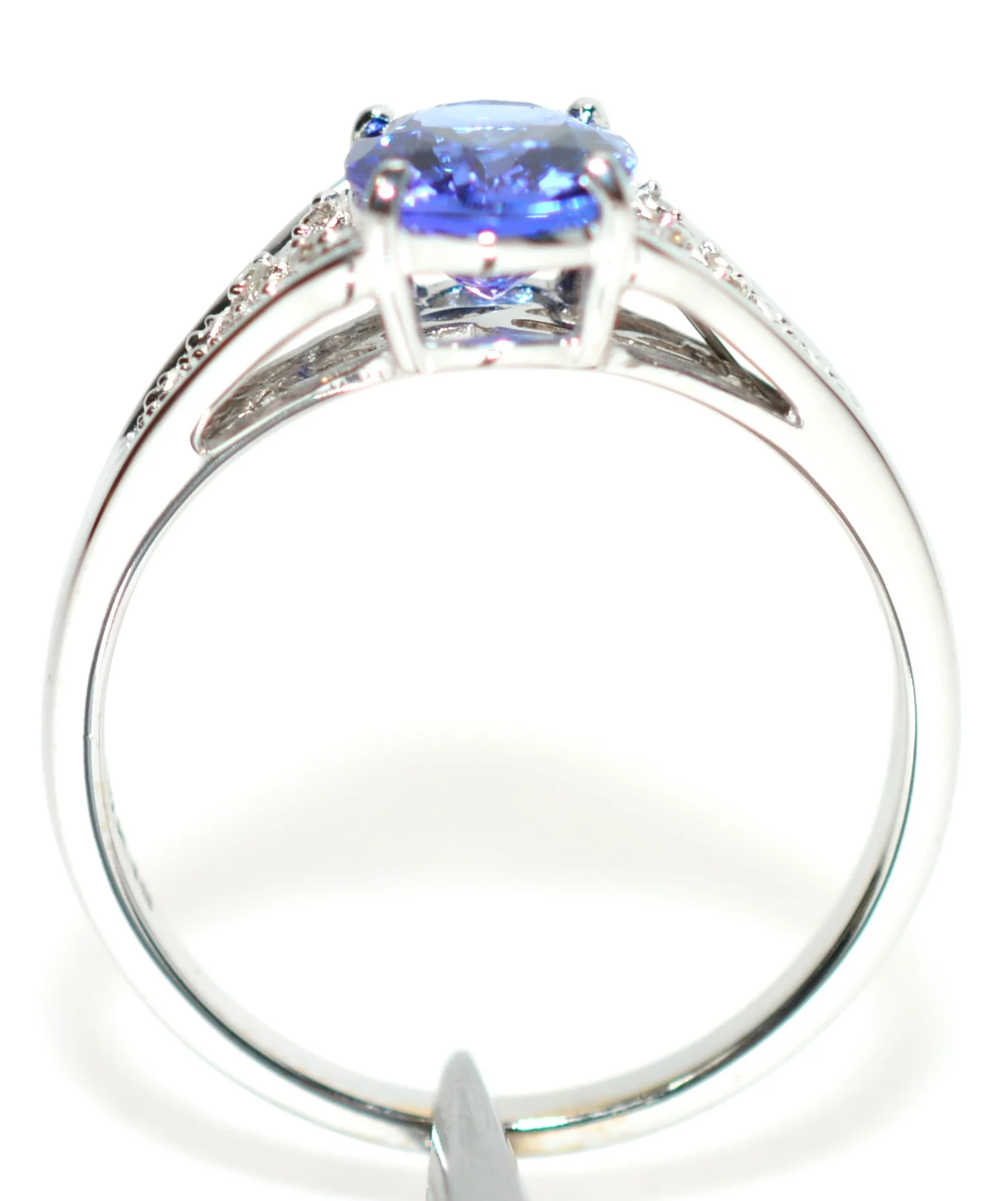 Certified Natural D'Block Tanzanite & Diamond Ring 18K White Gold 1.72tcw Engagement Ring Statement Ring Cocktail Ring Womens Ring Pave Ring - Image 4