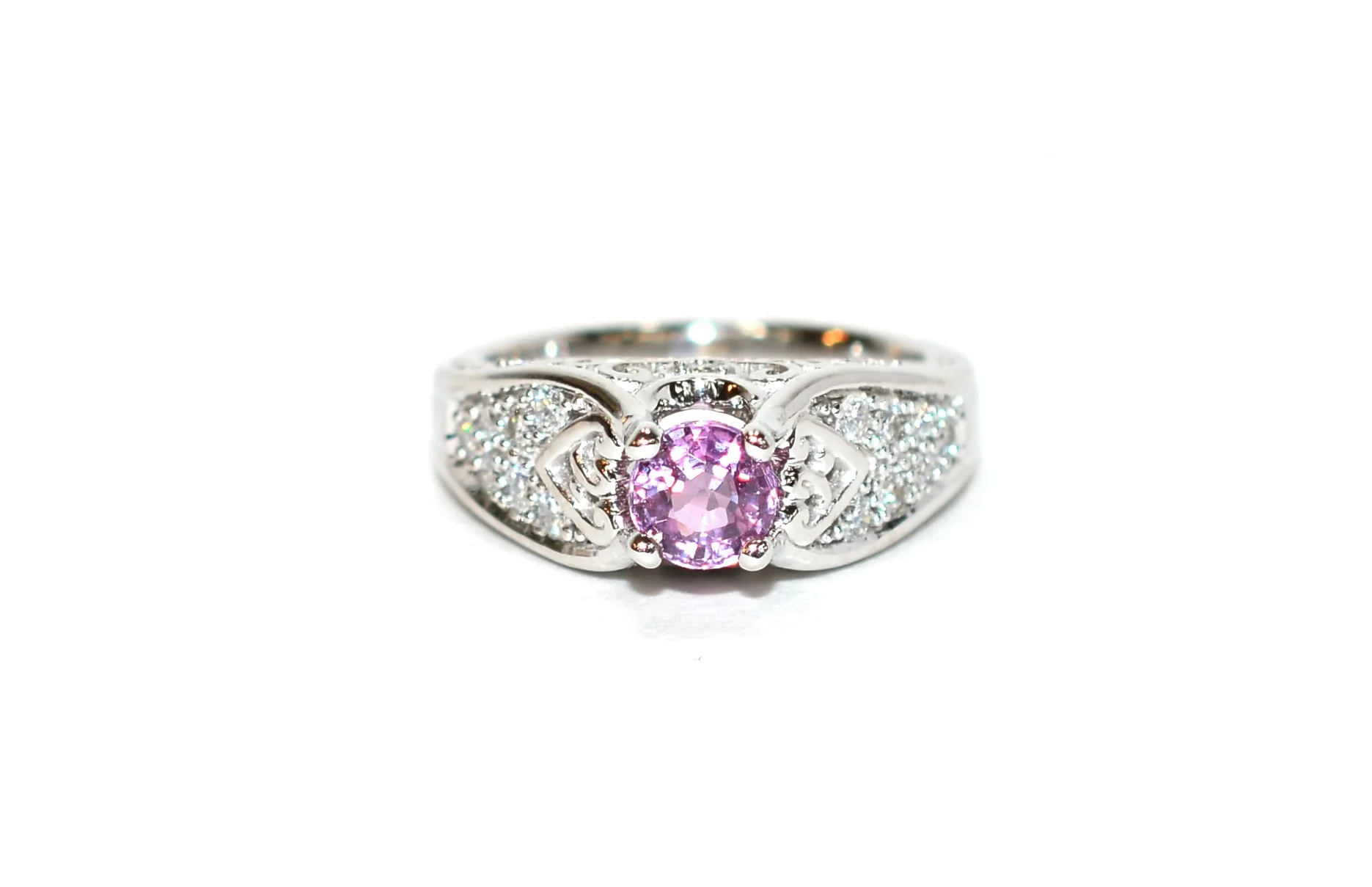 Certified Natural Padparadscha Sapphire & Diamond Ring 14K Solid White Gold 1.30tcw Engagement Ring Cocktail Ring Statement Ring Bridal Ring