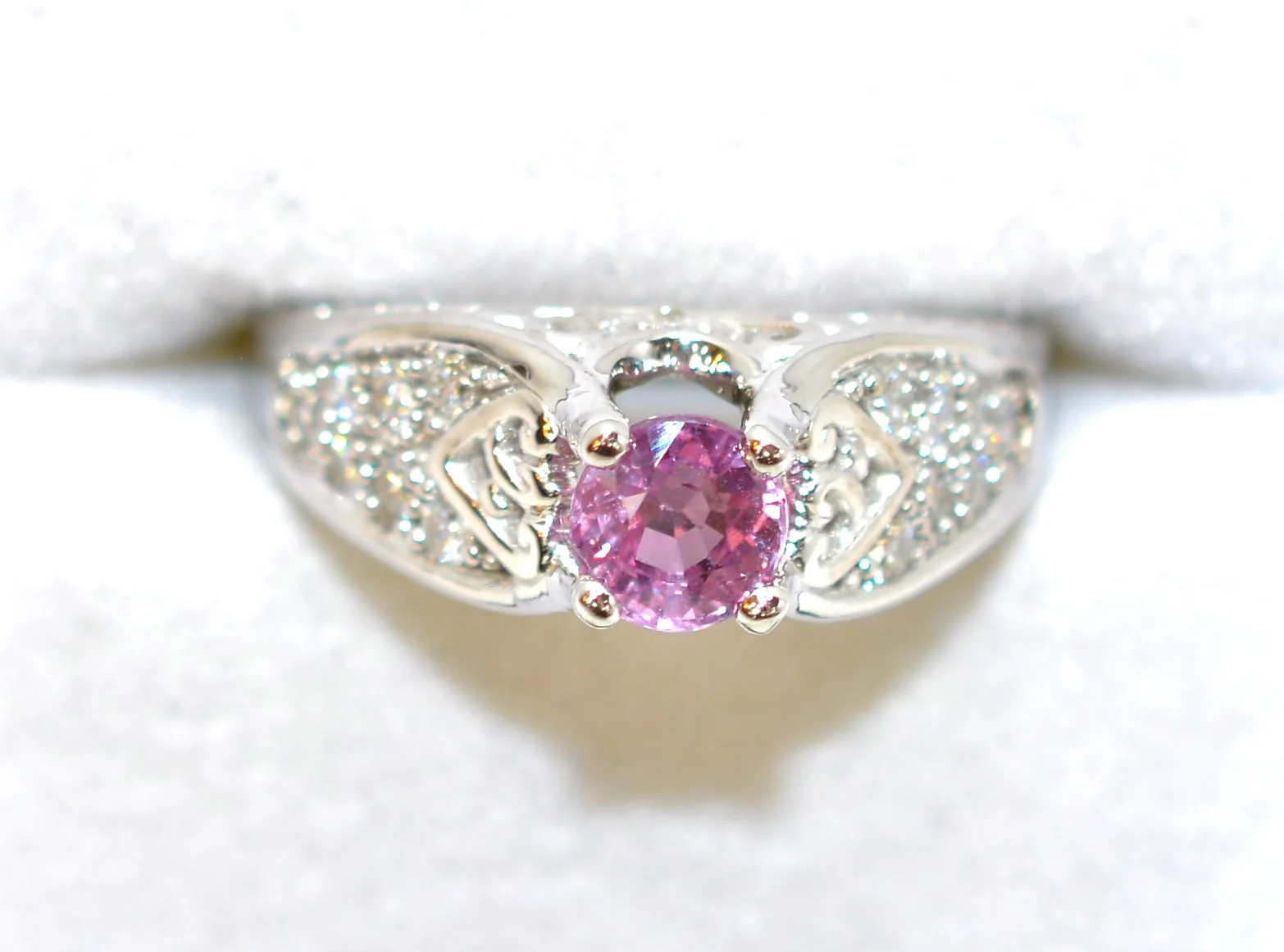 Certified Natural Padparadscha Sapphire & Diamond Ring 14K Solid White Gold 1.30tcw Engagement Ring Cocktail Ring Statement Ring Bridal Ring - Image 6