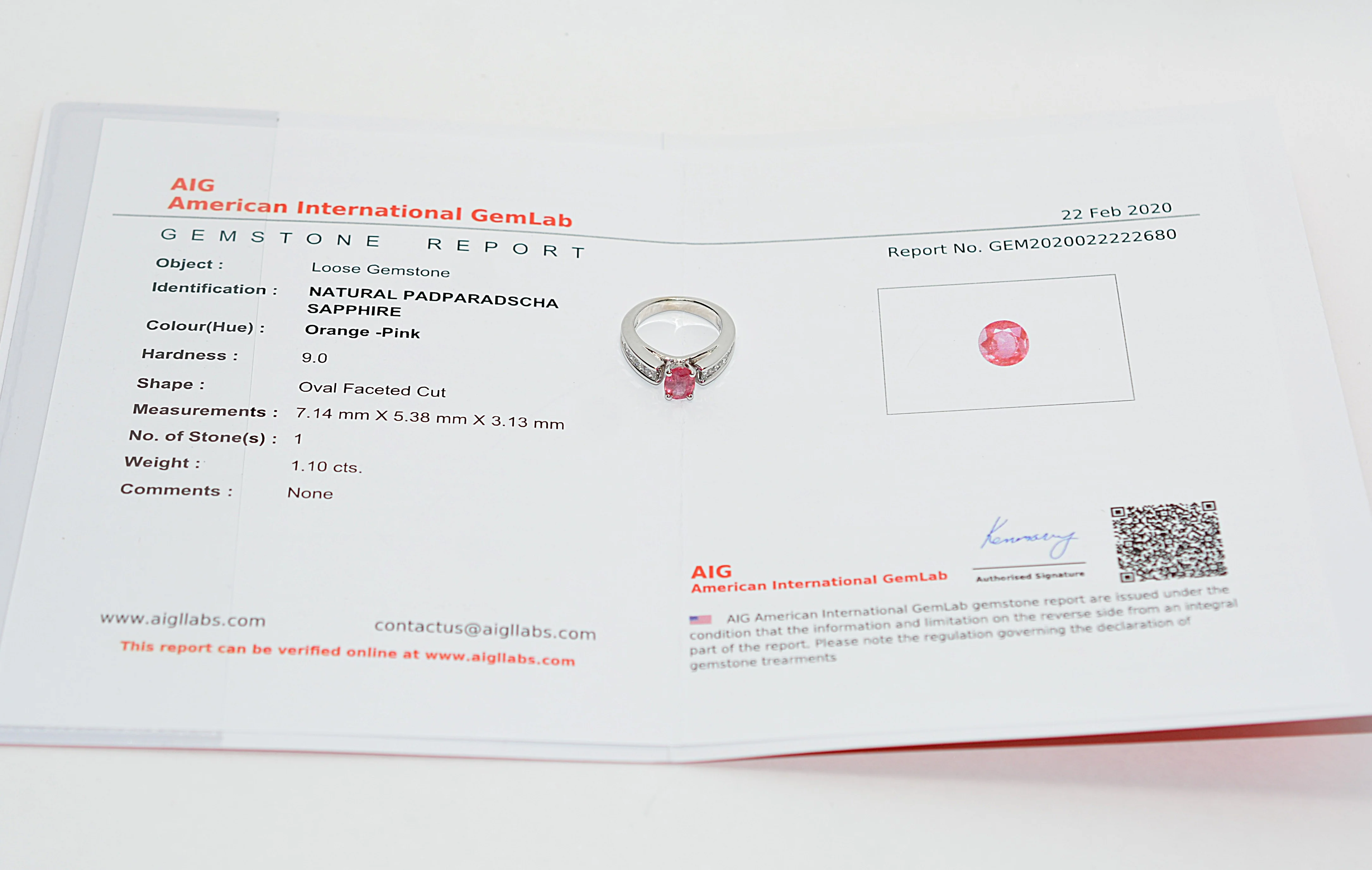 Certified Natural Padparadscha Sapphire & Diamond Ring 14K White Gold 1.98tcw Engagement Ring Wedding Bridal Jewelry Vintage Ring Statement - Image 2
