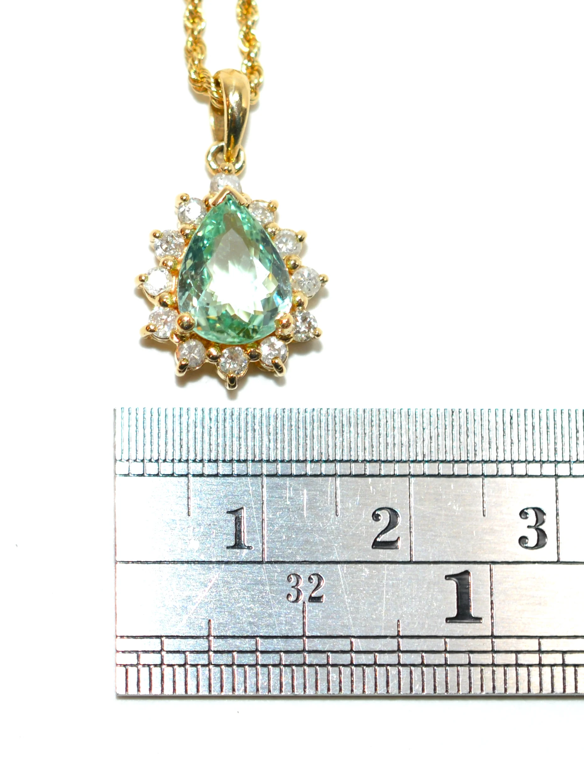 Certified Natural Paraiba Tourmaline & Diamond Necklace 14K Solid Gold 2.32tcw Pendant Necklace Paraiba Necklace Tourmaline Necklace Estate - Image 11